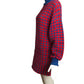 1990 Red & Blue Sweater Knit Dress, Size 6