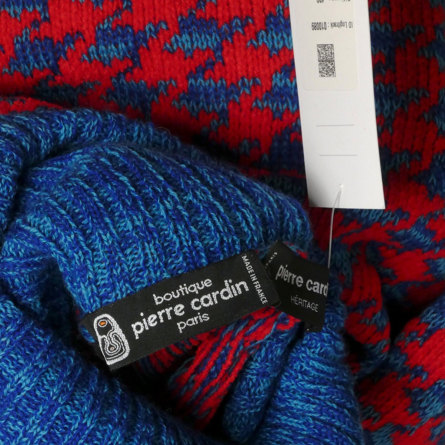 1990 Red & Blue Sweater Knit Dress, Size 6