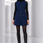 1990 Navy Wool Zip Front Coat, Size 6