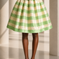 PIERRE CARDIN - 1992 Green & White Stripe Taffeta Skirt, Size 6