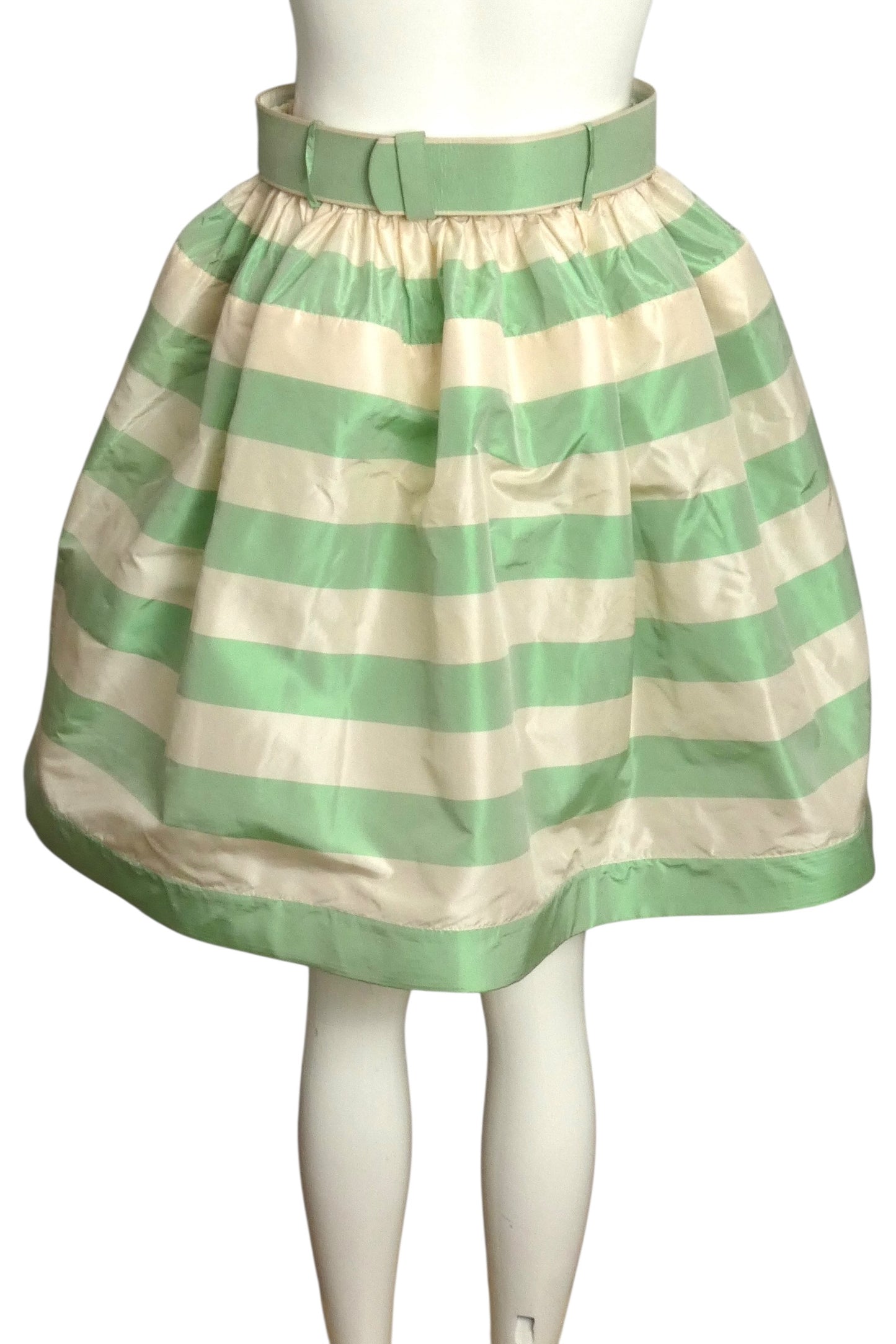 1992 Green & White Stripe Taffeta Skirt, Size 6
