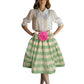 1992 Green & White Stripe Taffeta Skirt, Size 6