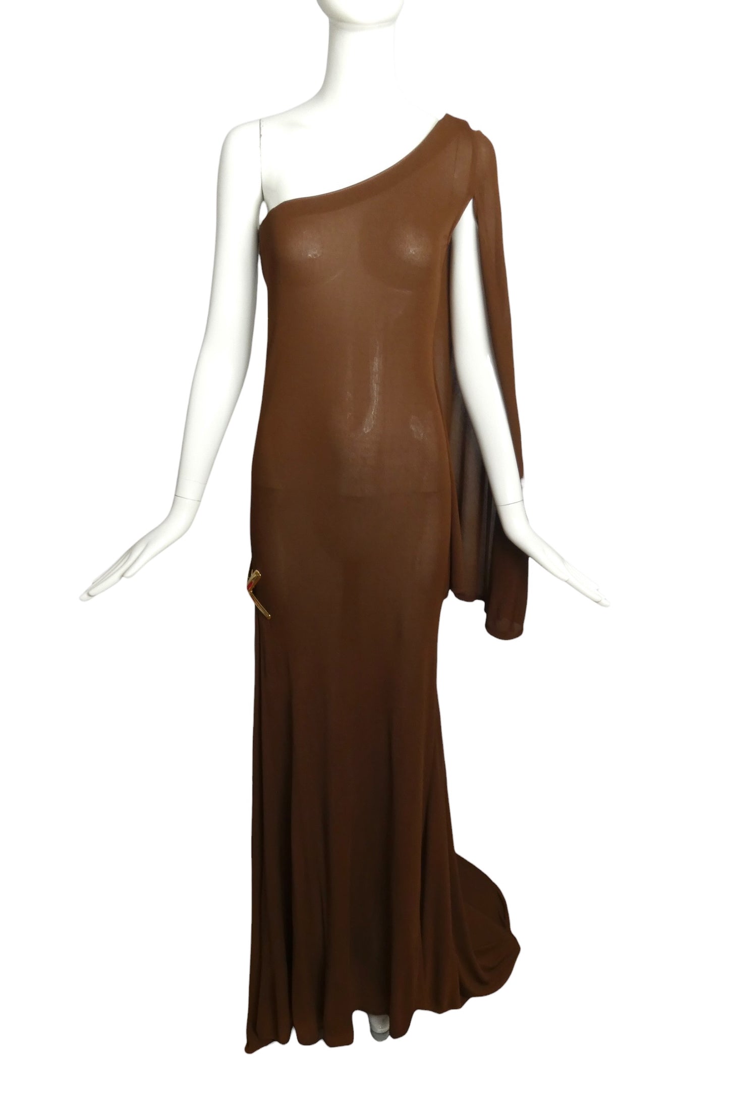 PIERRE CARDIN- AS IS 1998 Brown Jersey Knit Evening Gown, Size 4