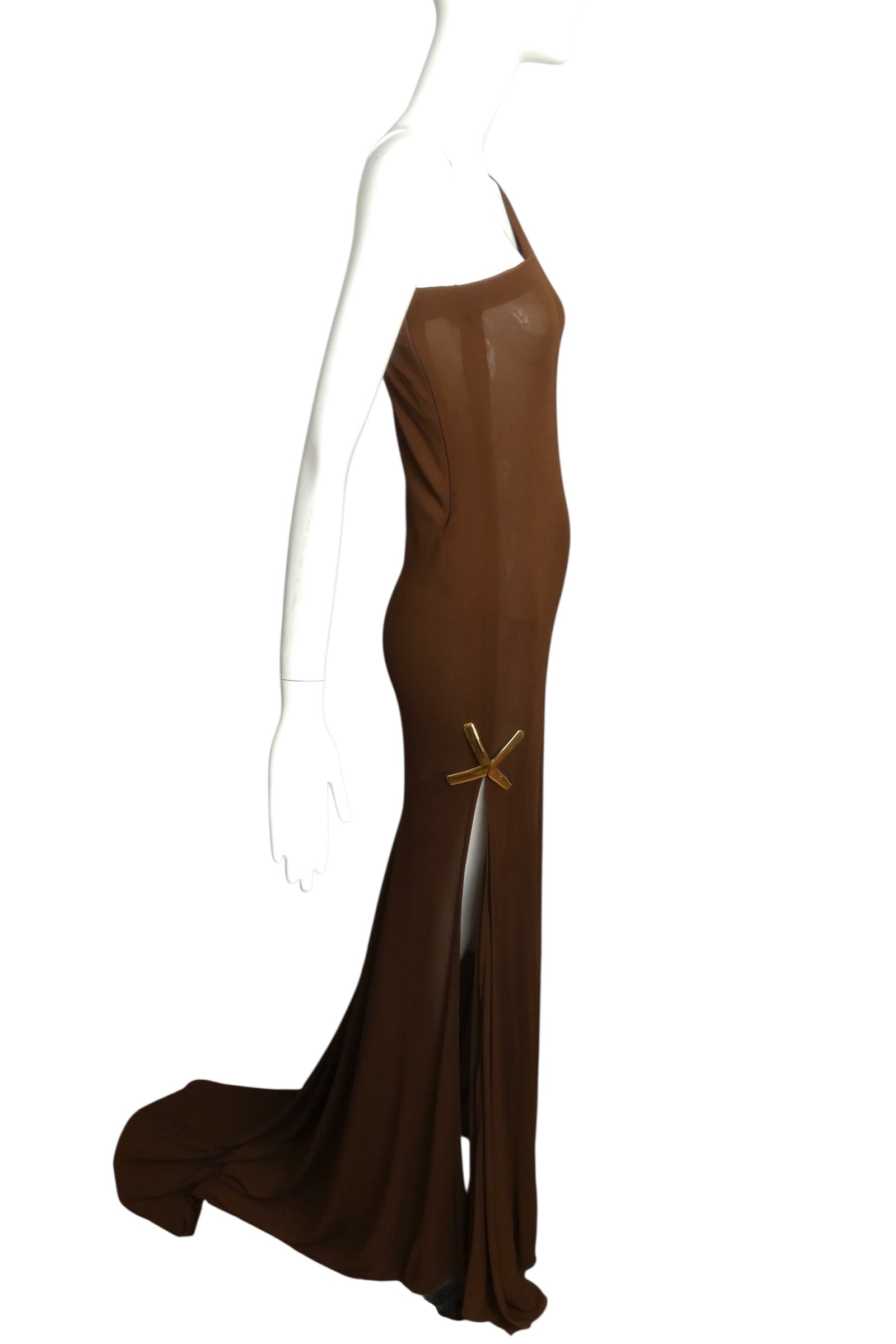 1998 AS IS Brown Jersey Knit Evening Gown, Size 4 MARTINI CONSIGNMENT 1998 AS IS Brown Jersey Knit Evening Gown, Size 4 MARTINI CONSIGNMENT