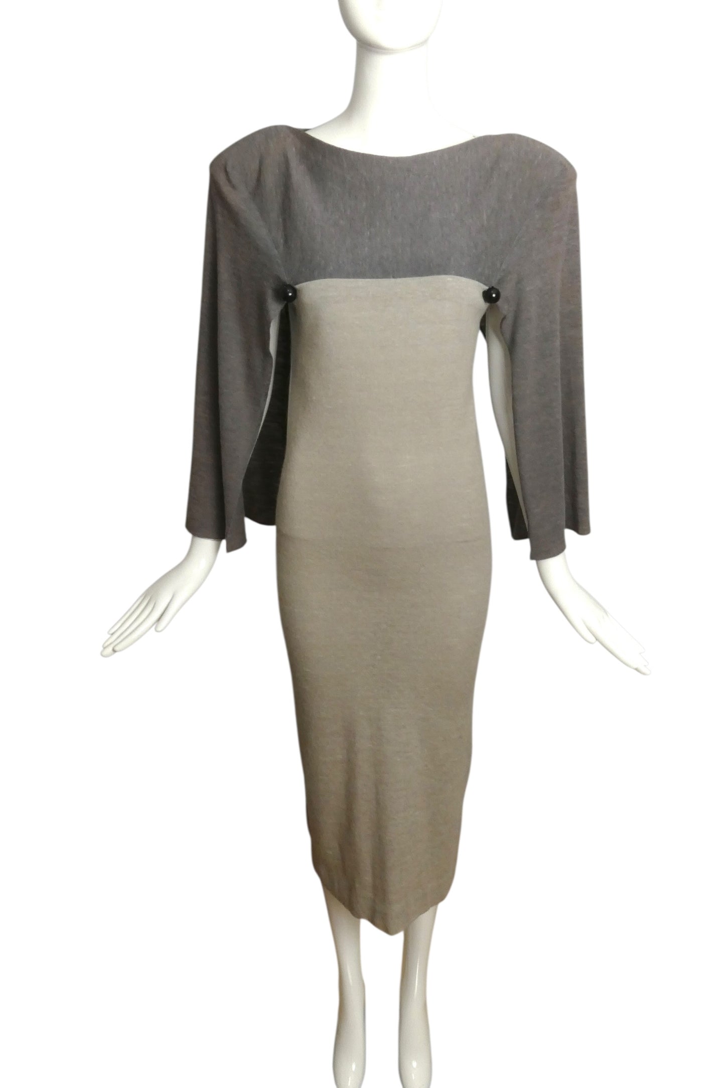 1979 Grey Wool Knit Sheath Dress, Size 4