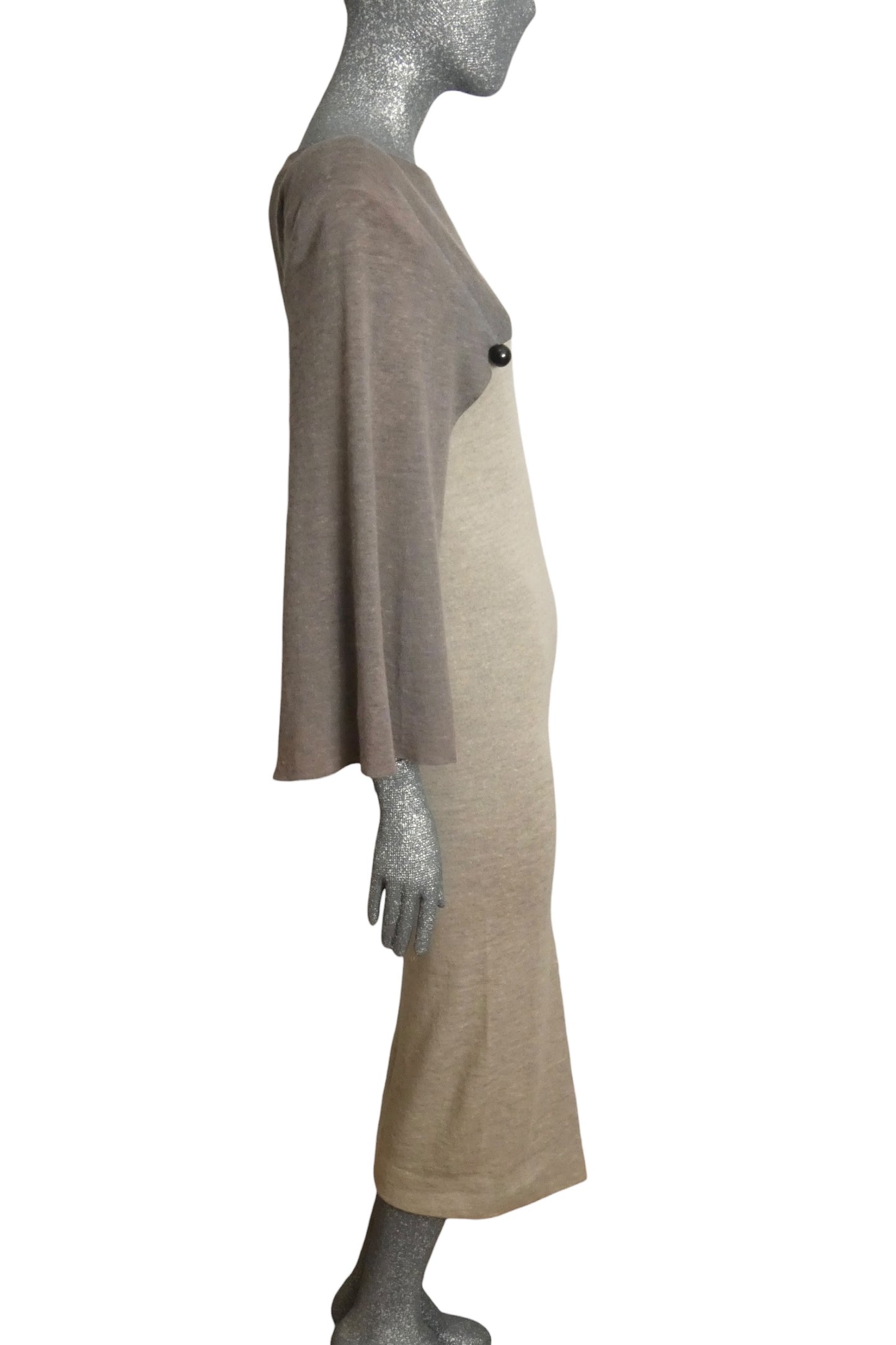 PIERRE CARDIN - 1979 Grey Wool Knit Sheath Dress, Size 4