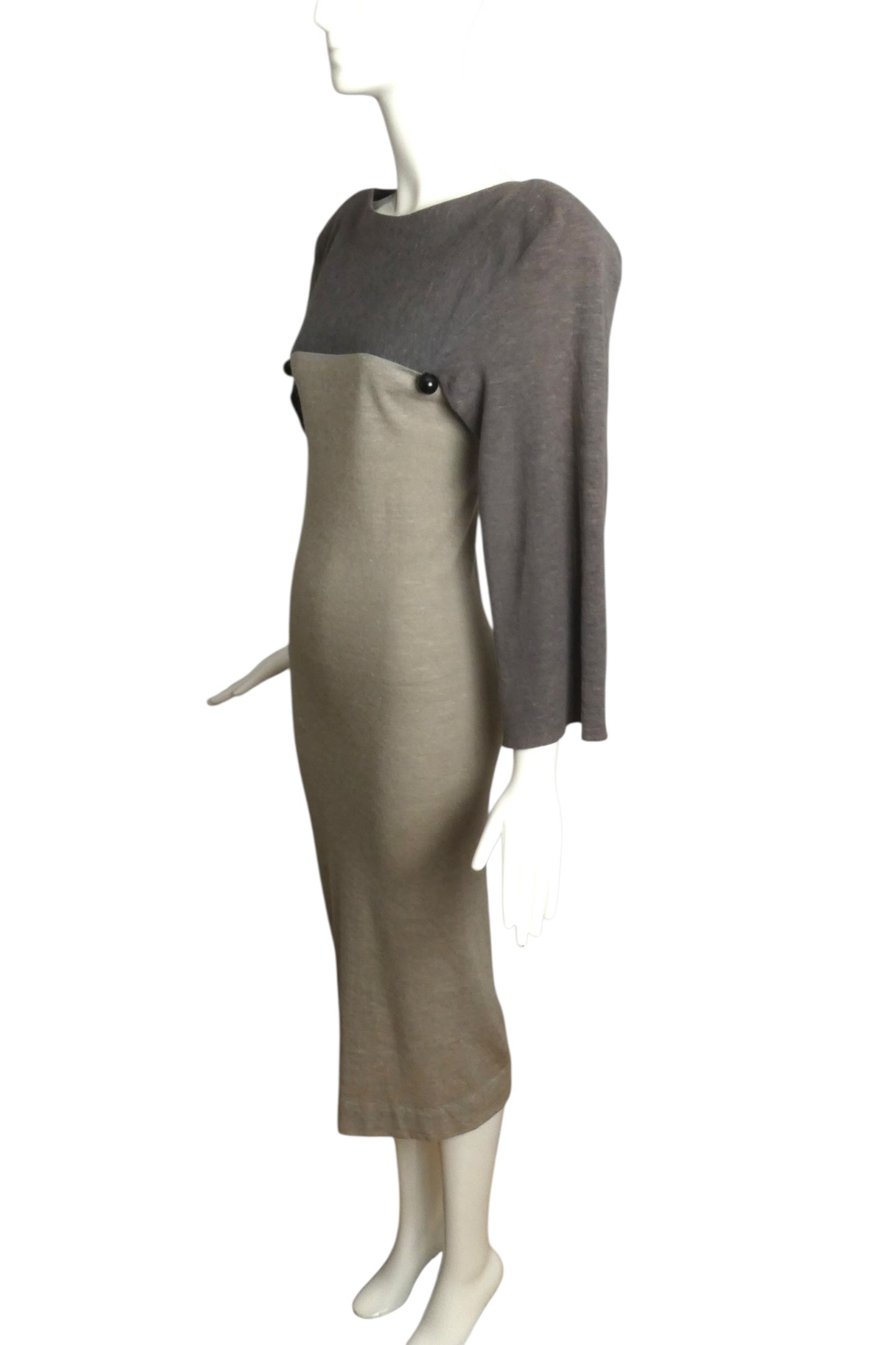 1979 Grey Wool Knit Sheath Dress, Size 4