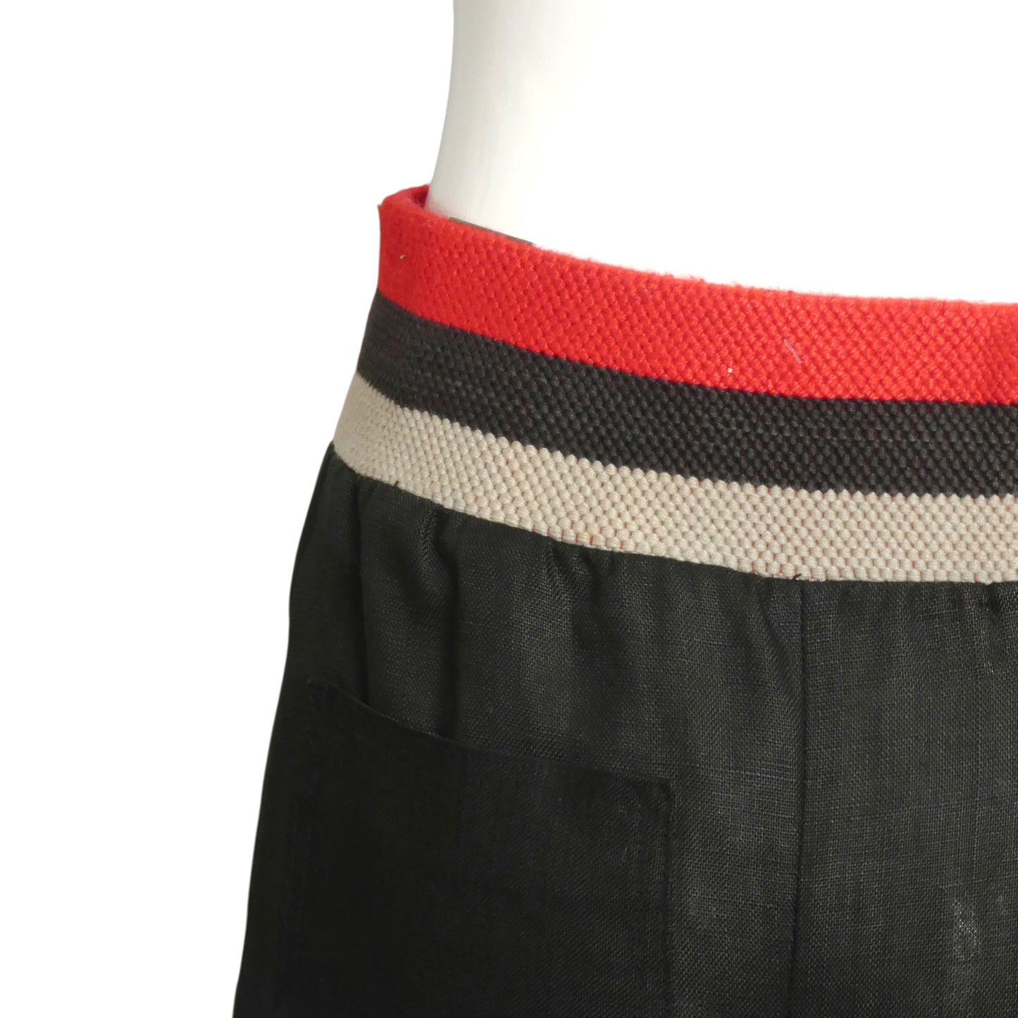 1973 Black Linen & Knit Pants, Size 8