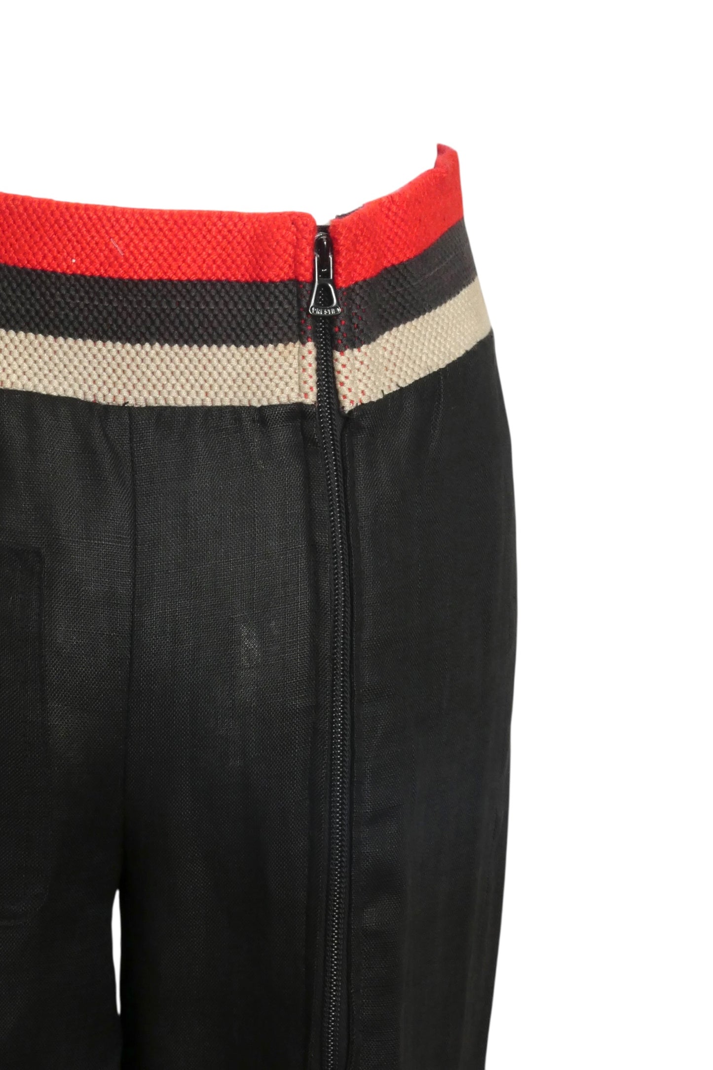 1973 Black Linen & Knit Pants, Size 8