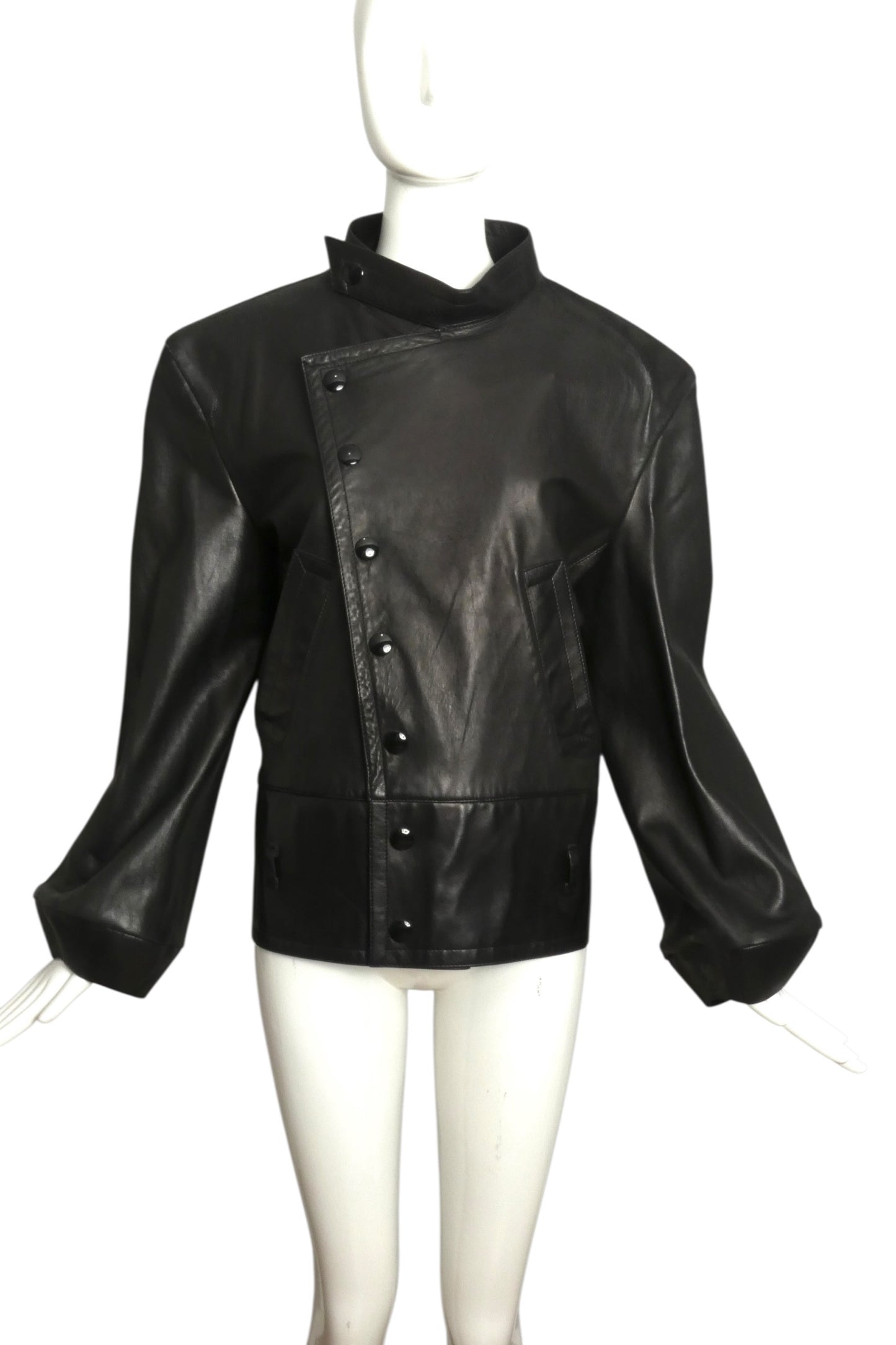 PIERRE CARDIN- 1970s Black Leather Jacket, Size 6