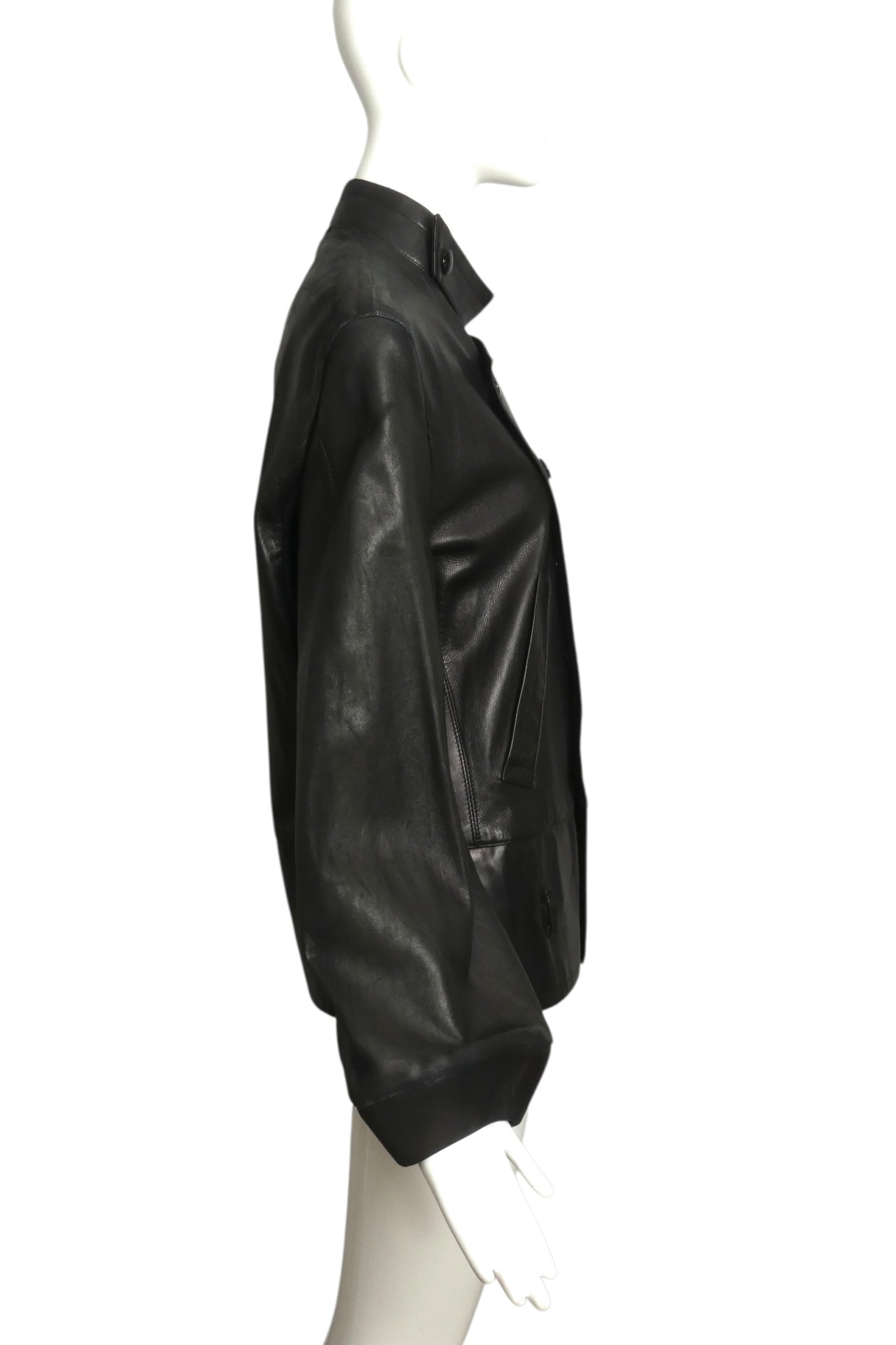 PIERRE CARDIN- 1970s Black Leather Jacket, Size 6