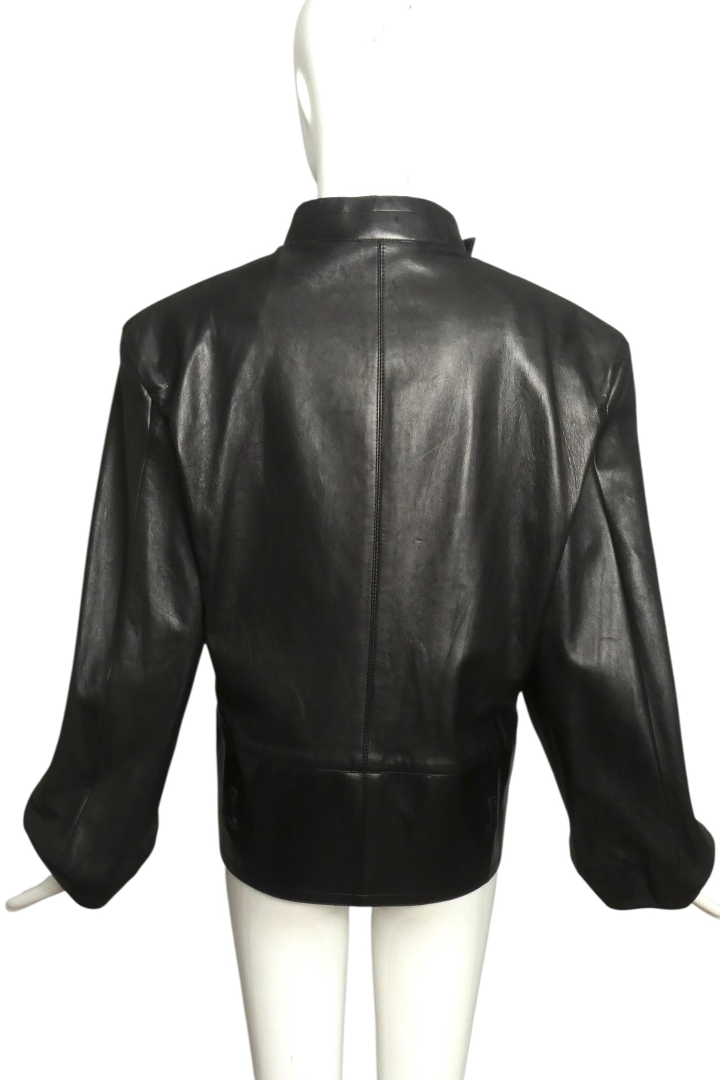 PIERRE CARDIN- 1970s Black Leather Jacket, Size 6