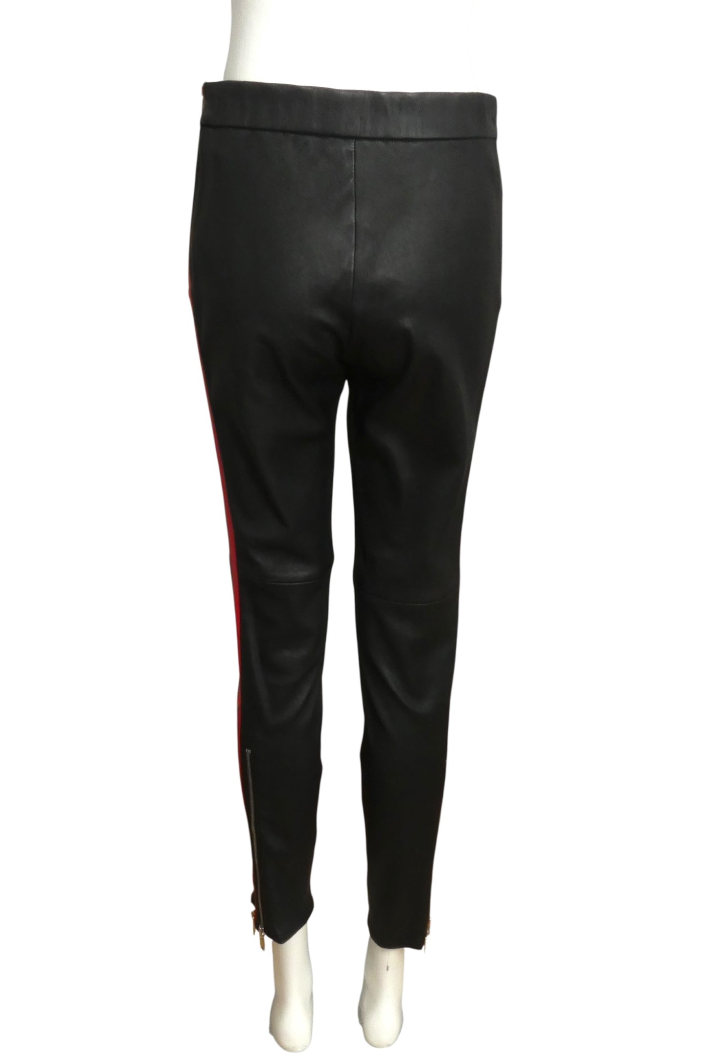 ALEXANDER MCQUEEN- NWT 2017 Black Leather Racer Stripe Pants, Size 10