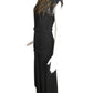 1940s AS IS Black Beaded Crepe Cocktail Gown, Size 4