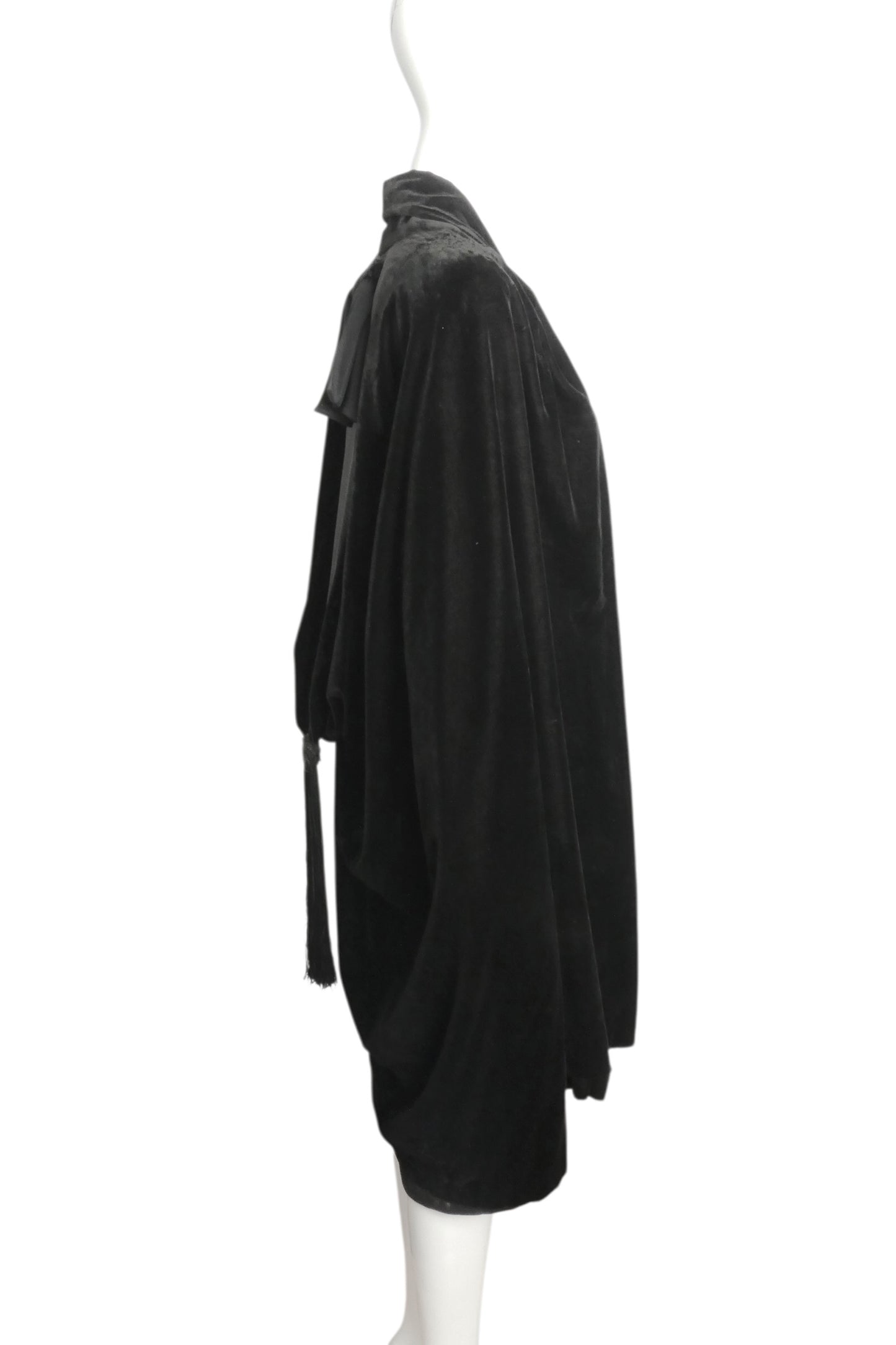 1930s Black Velvet Draped Evening Cape, Size S/M