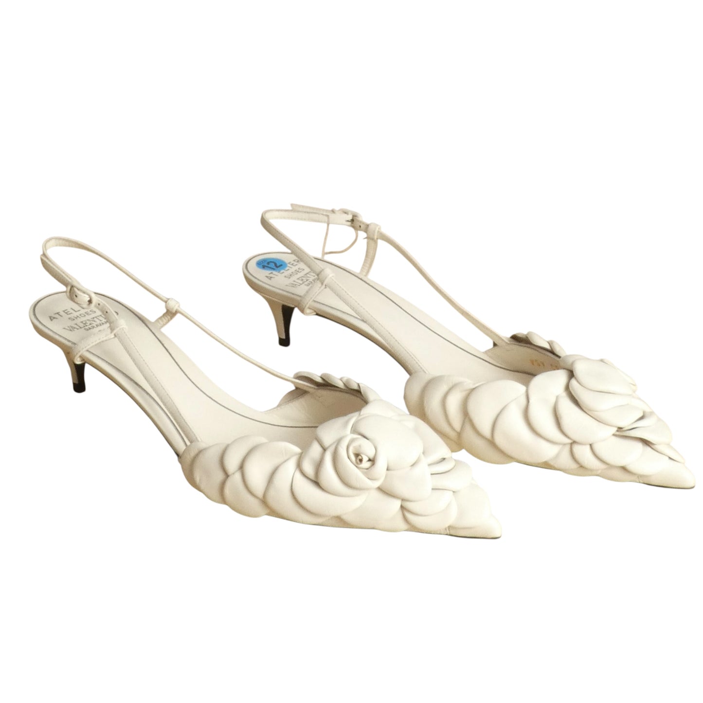 2020s NIB Leather Petal Kitten Heels, Size-42