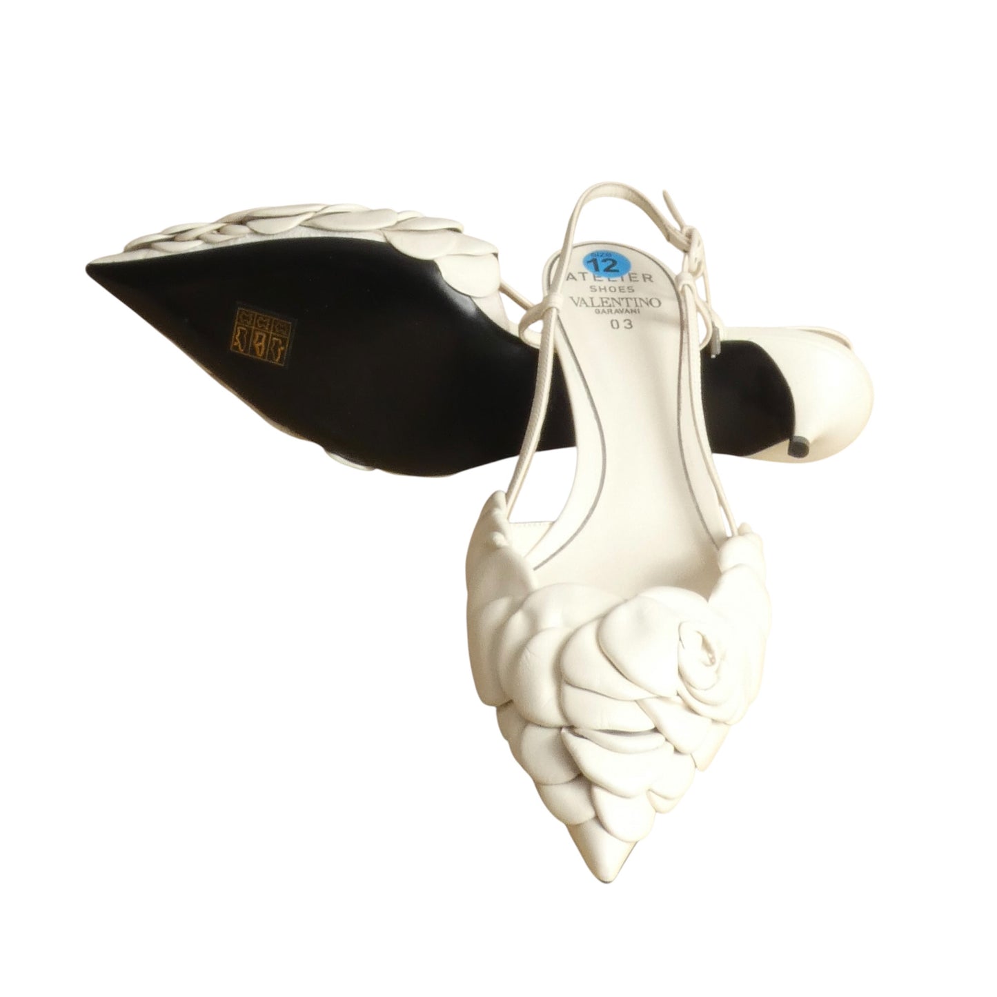 2020s NIB Leather Petal Kitten Heels, Size-42