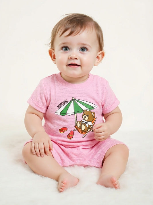2023 Pink Cotton Pique Onesie, Size 3-6 Months