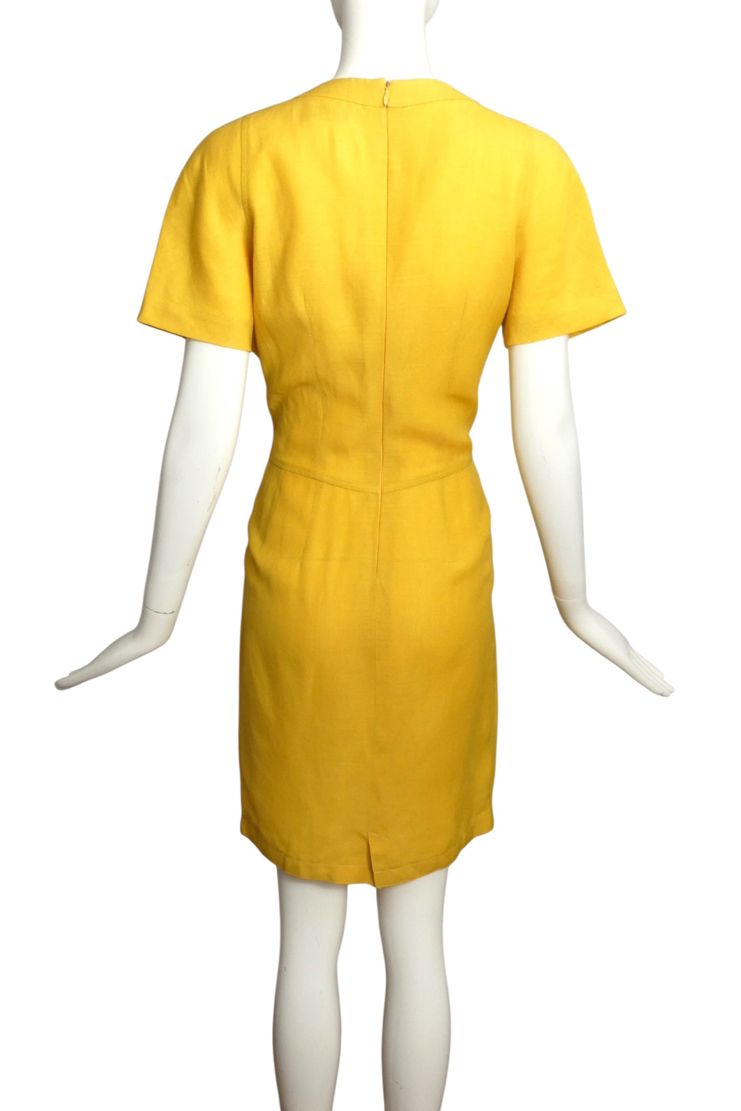 1990s Yellow Linen Shift Dress, Size 4