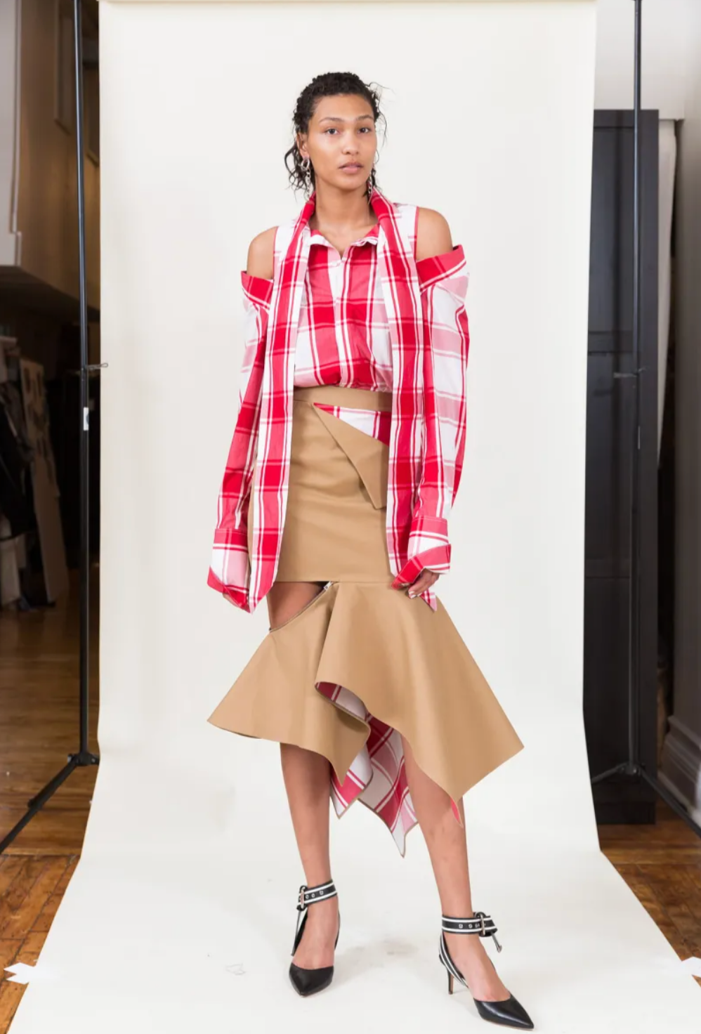 2018 Cotton Plaid Blouse, Size 0