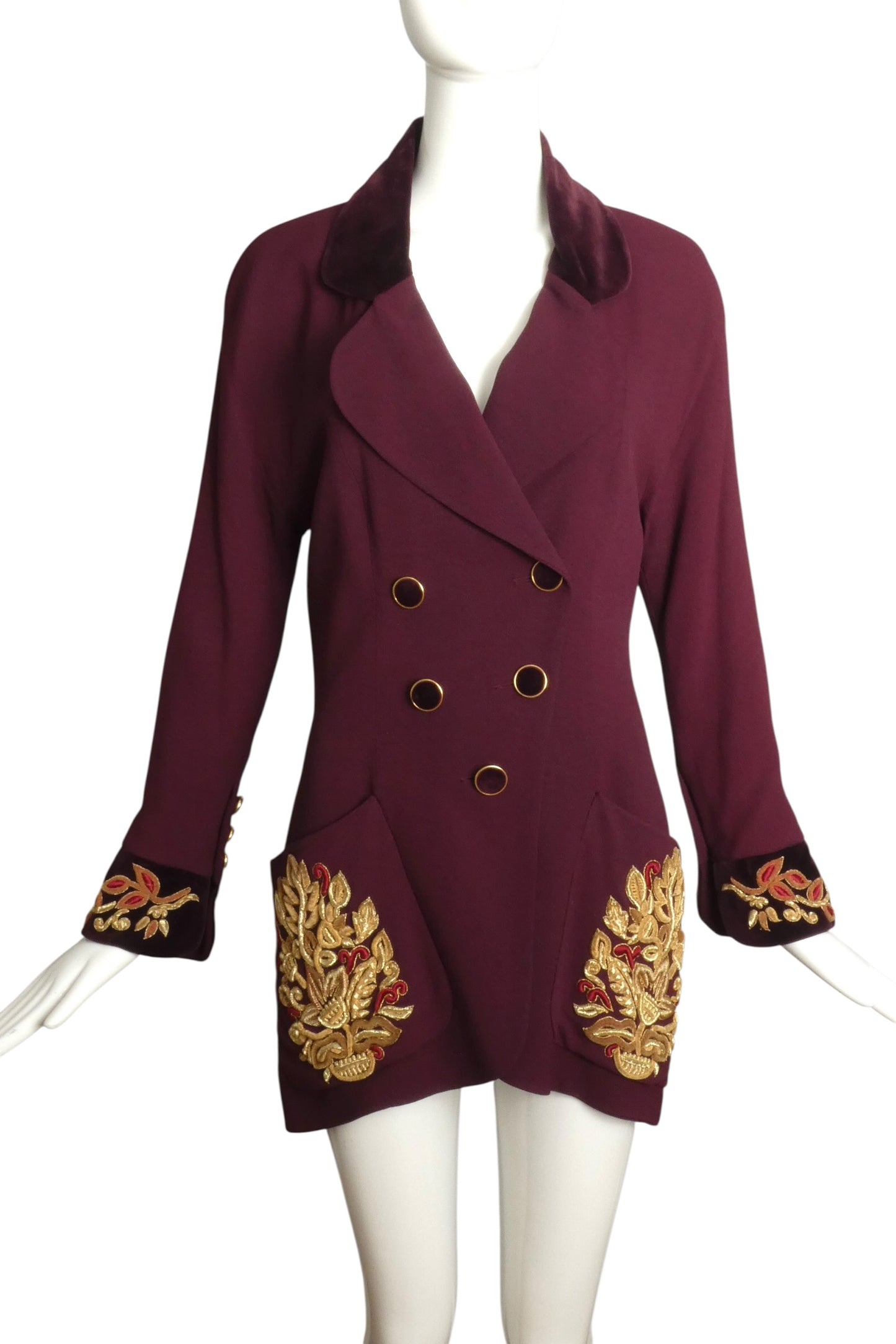 1990 Lesage Embroidered Wool Crepe Jacket, Size-4