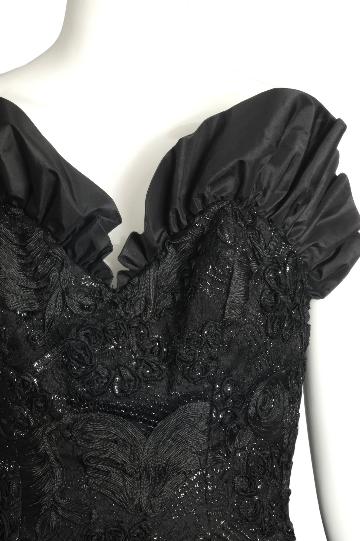 1980s Taffeta & Ribbon Cocktail Dress, Size-6