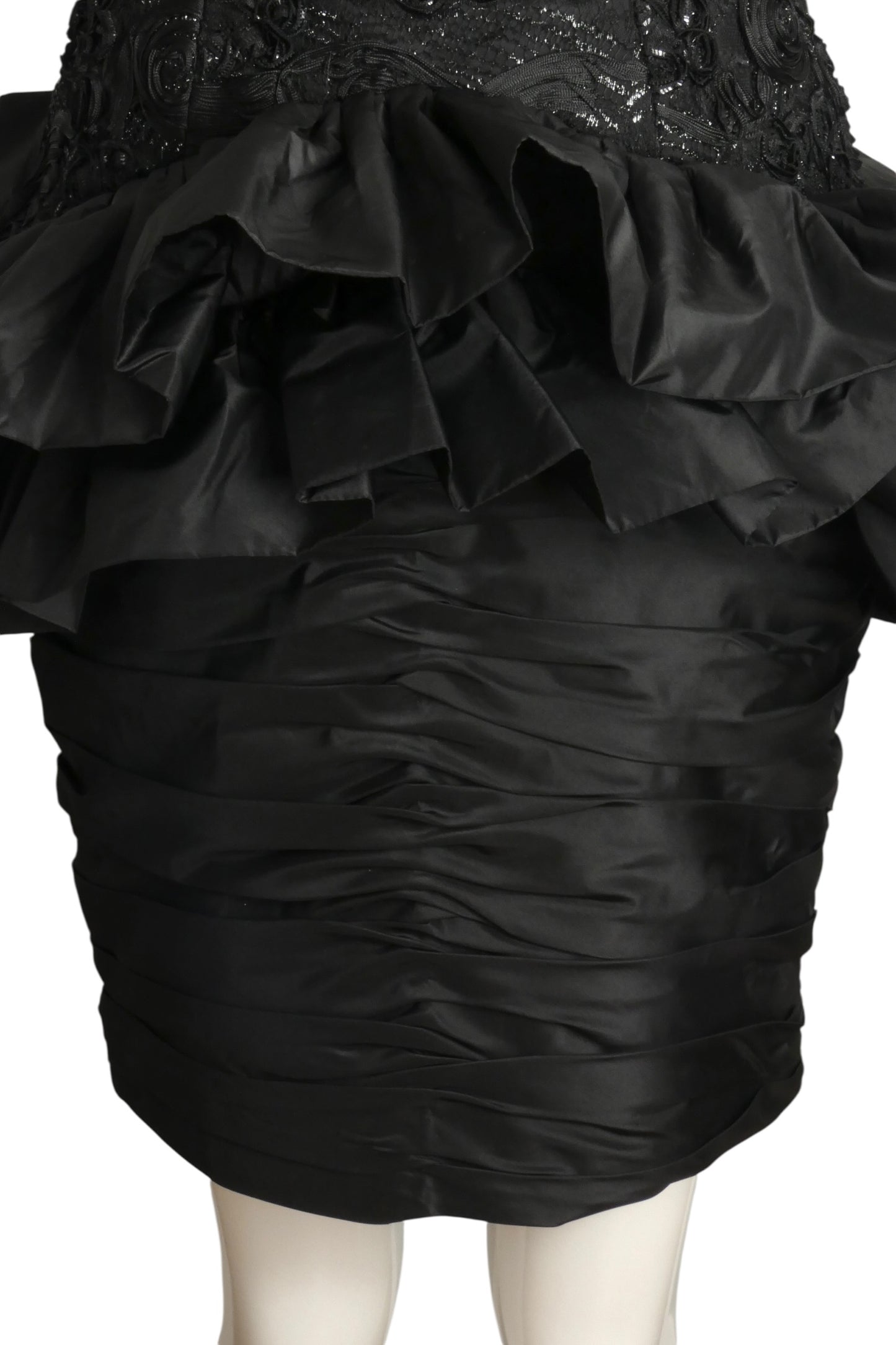 1980s Taffeta & Ribbon Cocktail Dress, Size-6