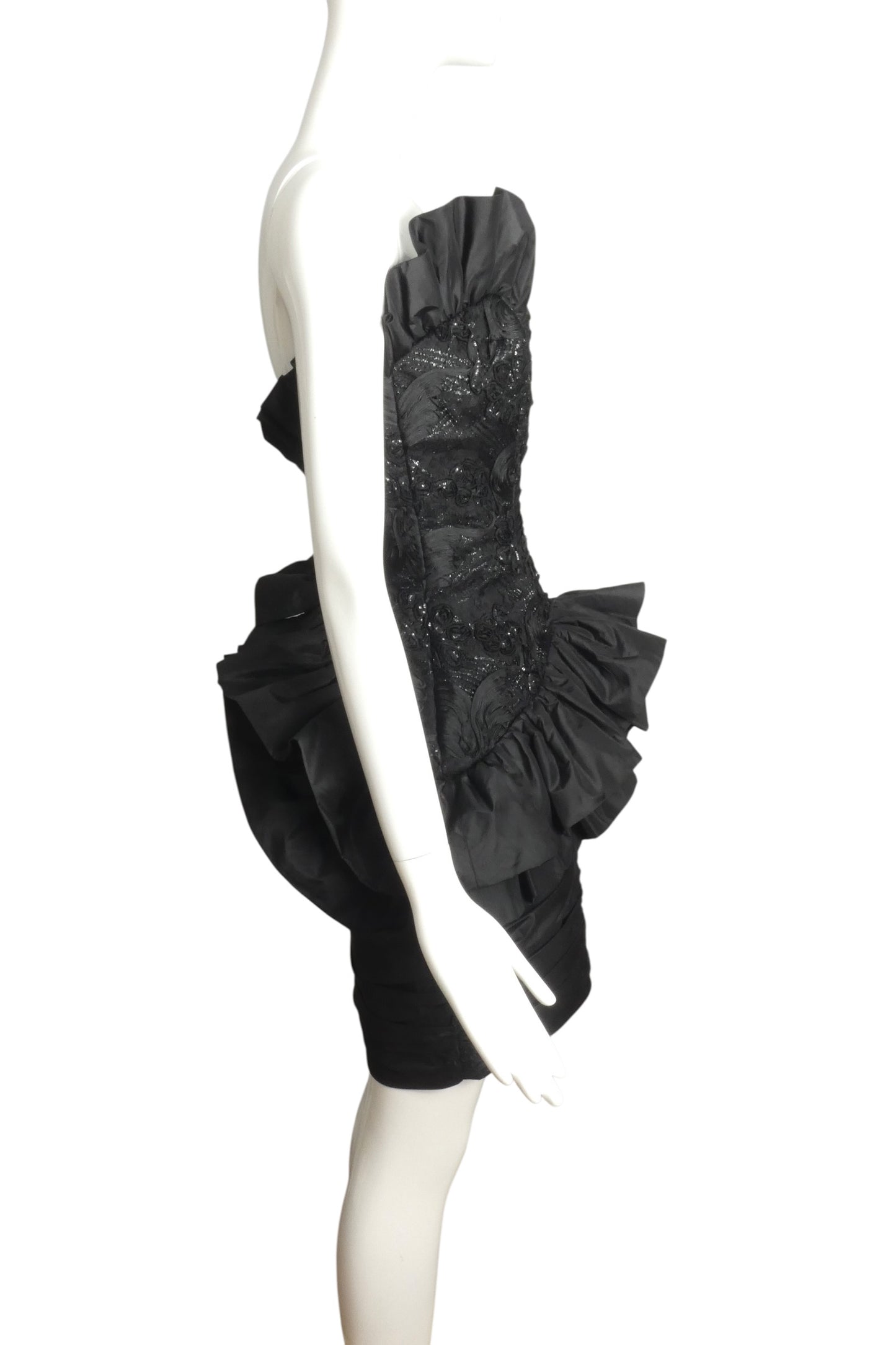 1980s Taffeta & Ribbon Cocktail Dress, Size-6