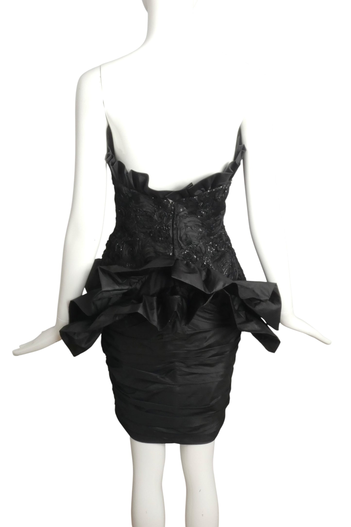 1980s Taffeta & Ribbon Cocktail Dress, Size-6