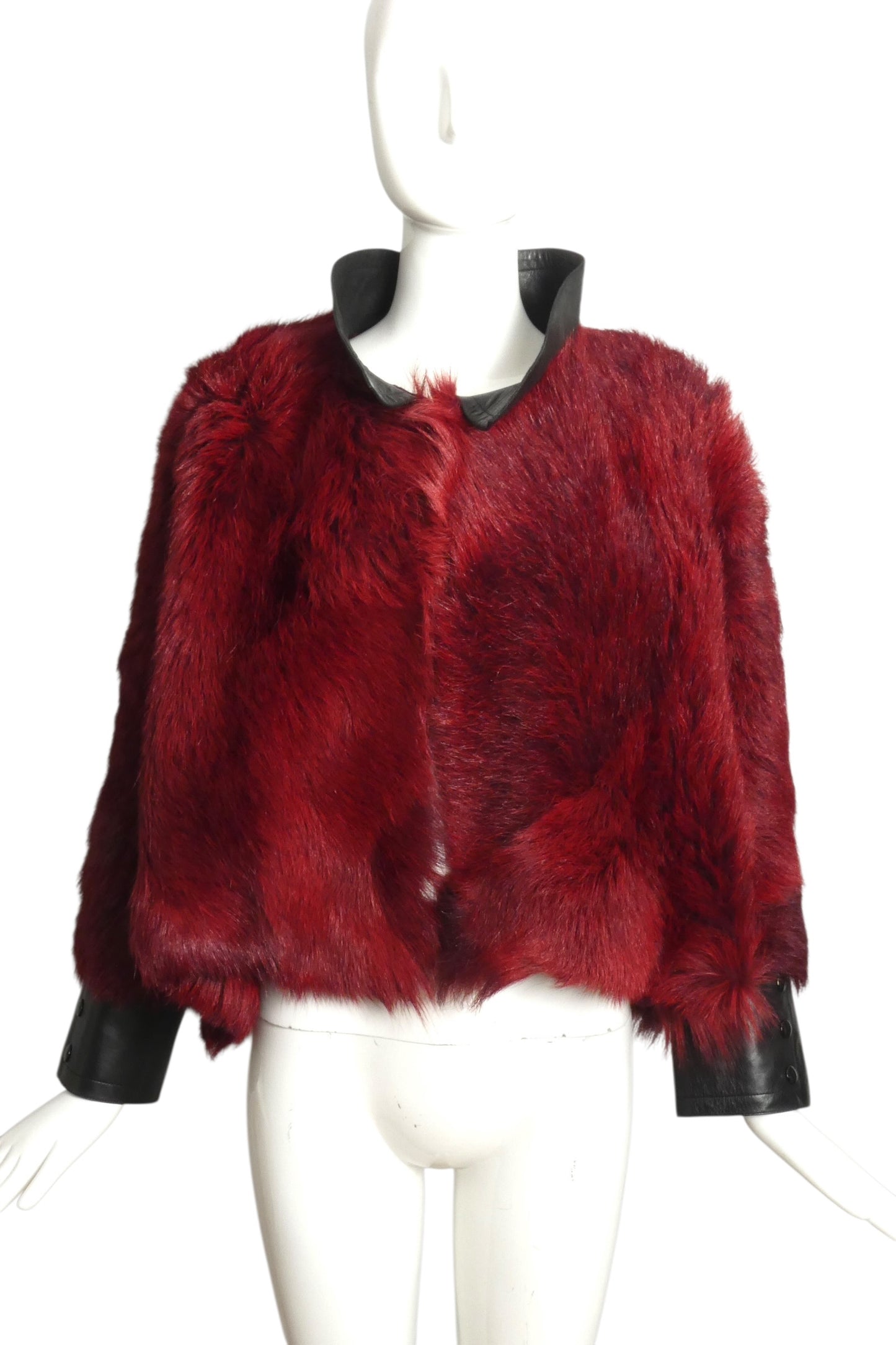 PIERRE CARDIN - 1970s Burgundy Fur & Leather Coat, Size 4