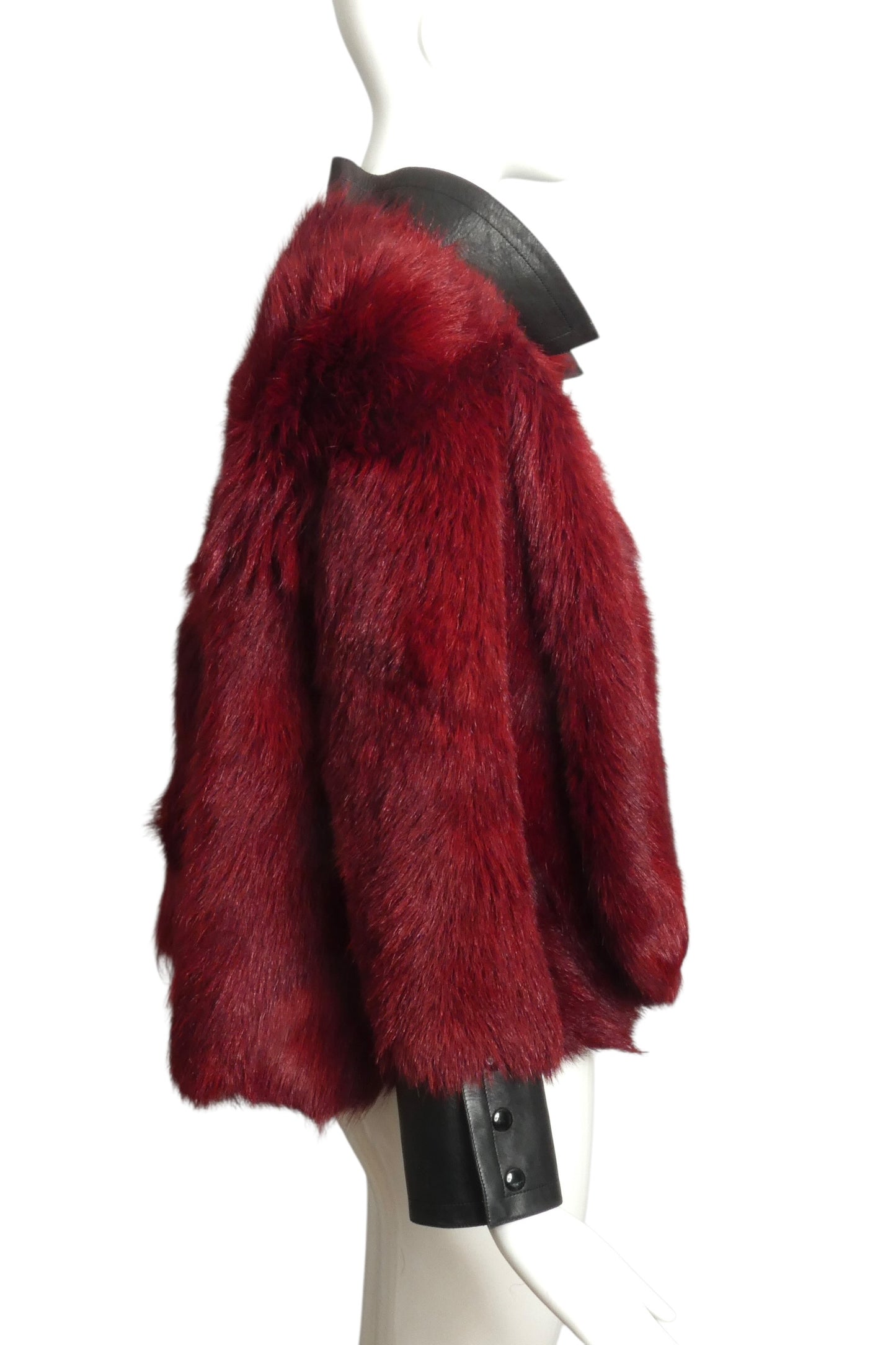PIERRE CARDIN - 1970s Burgundy Fur & Leather Coat, Size 4
