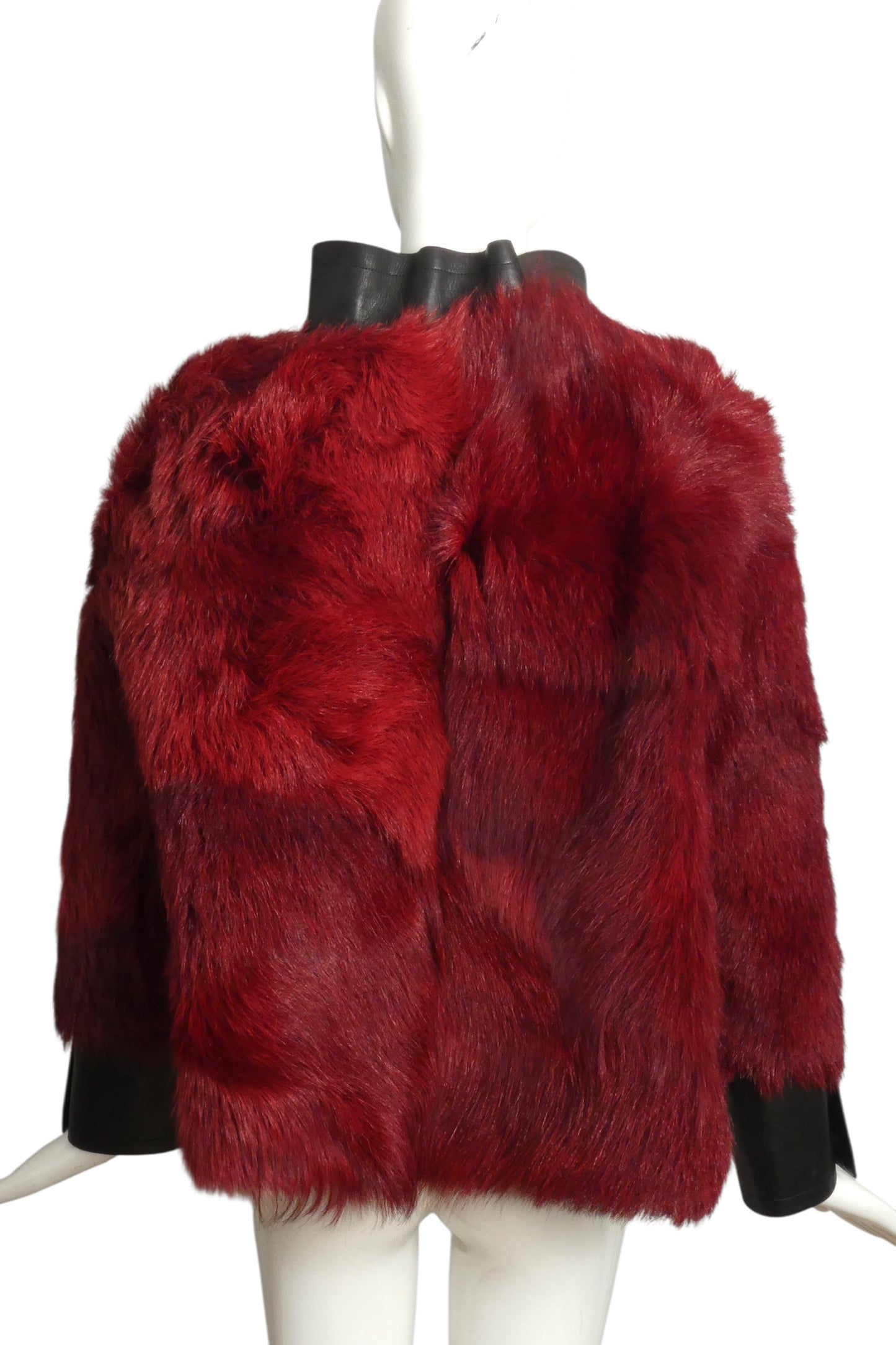 PIERRE CARDIN - 1970s Burgundy Fur & Leather Coat, Size 4