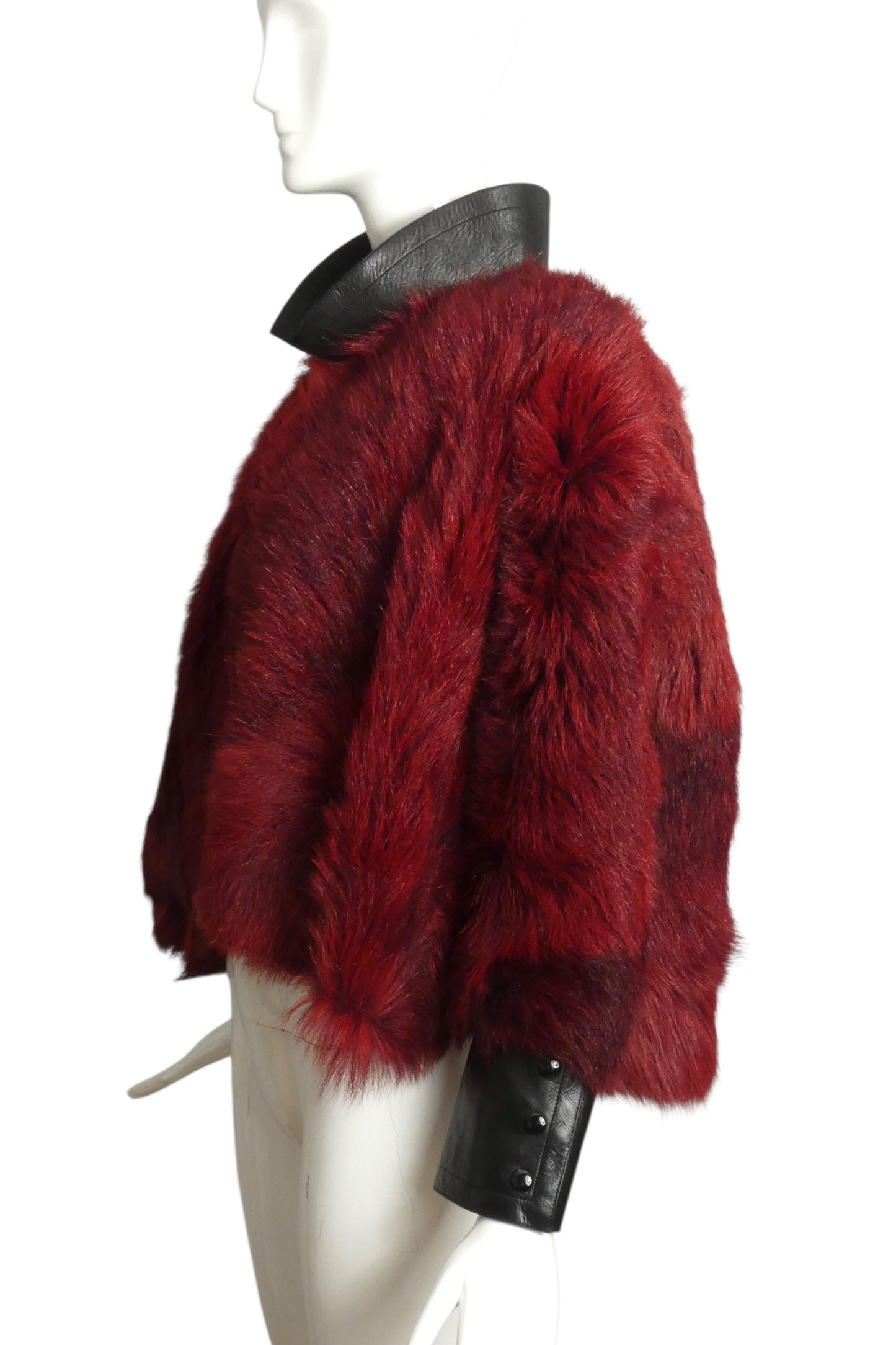 PIERRE CARDIN - 1970s Burgundy Fur & Leather Coat, Size 4