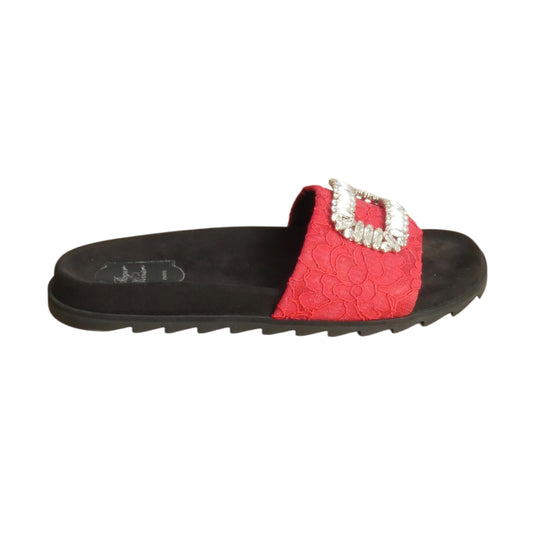 2010s Lace Pilgrim Buckle Slides, Size-40