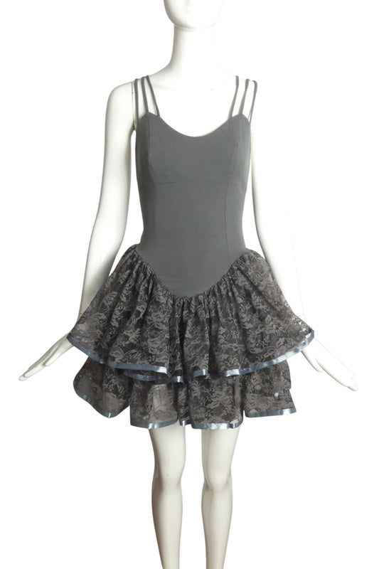 1980s Knit & Lace Dress, Size 4