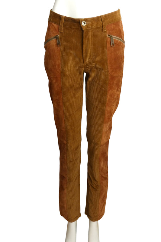 Suede & Corduroy Pants, Size-6