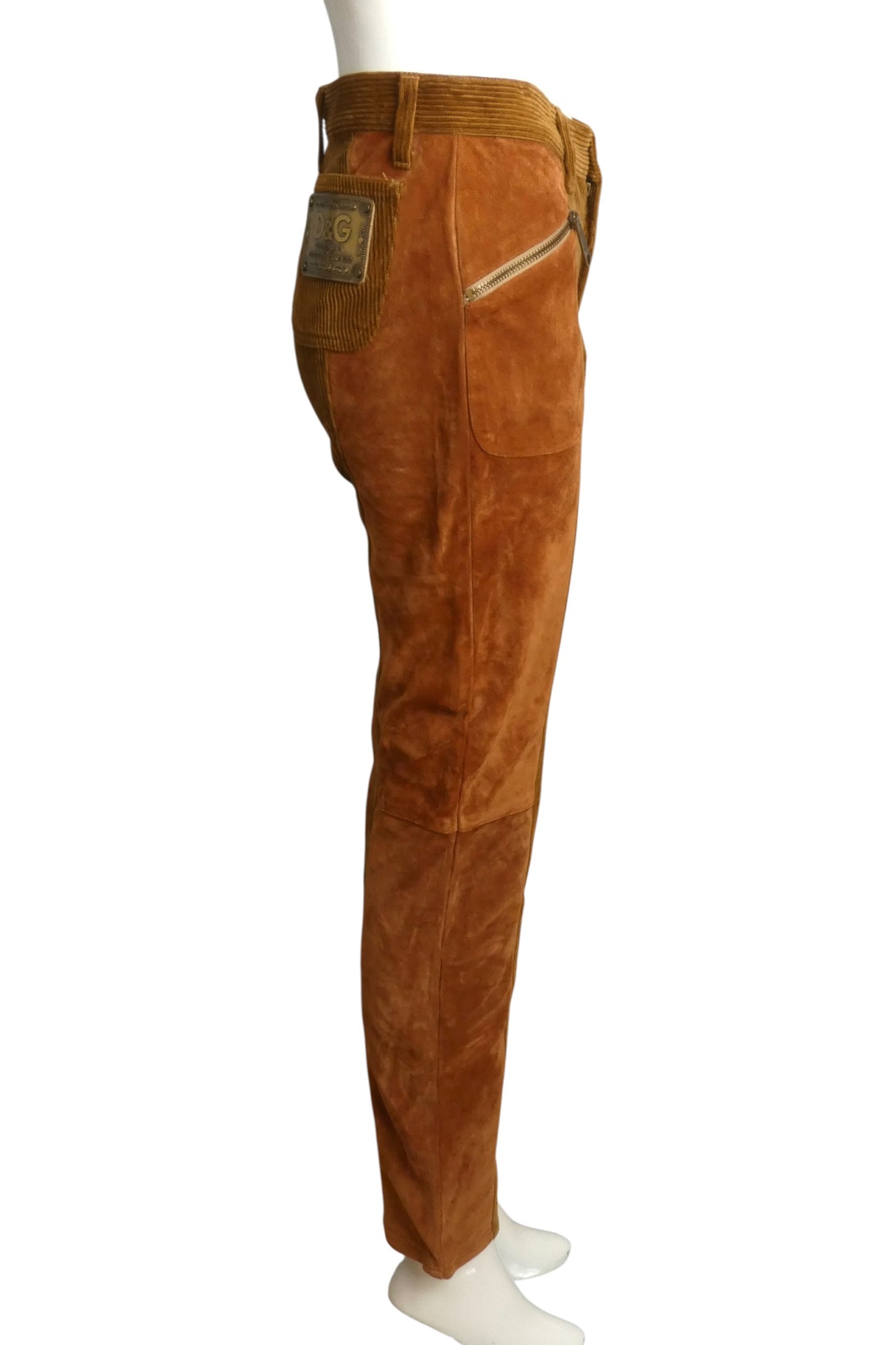 Suede & Corduroy Pants, Size-6