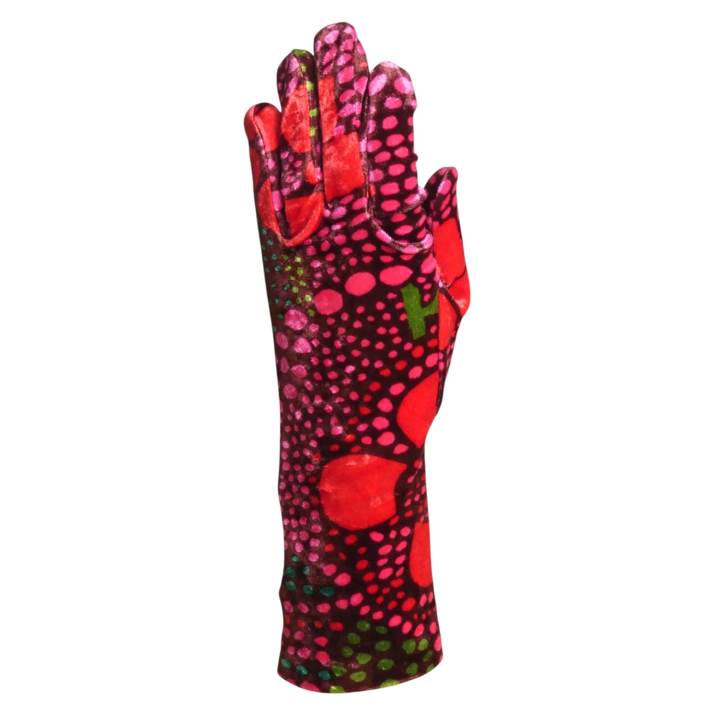 2000s Printed Velvet Gloves, One Size