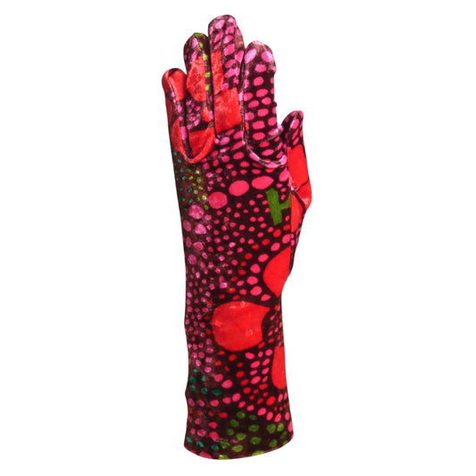 2000s Printed Velvet Gloves, One Size