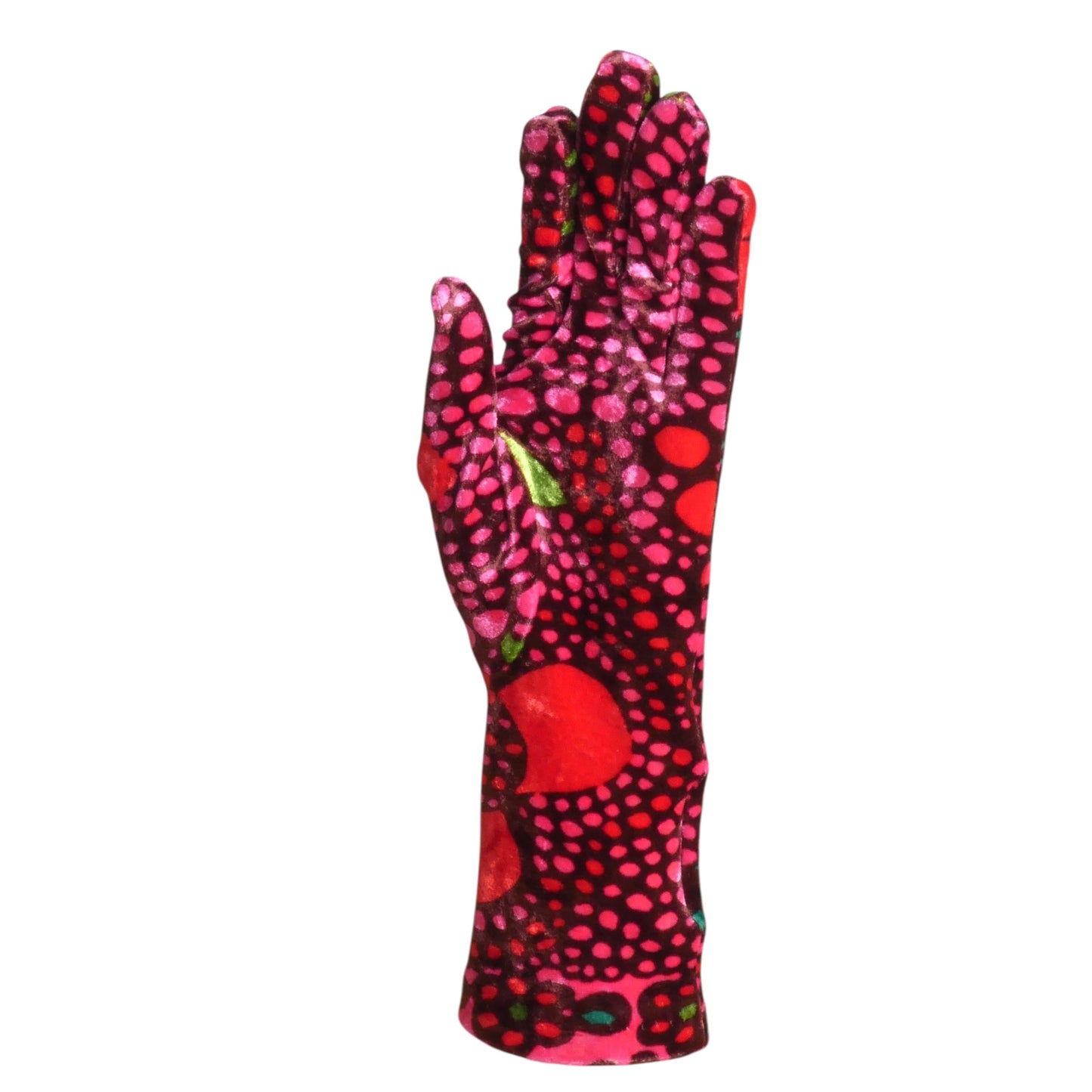 2000s Printed Velvet Gloves, One Size