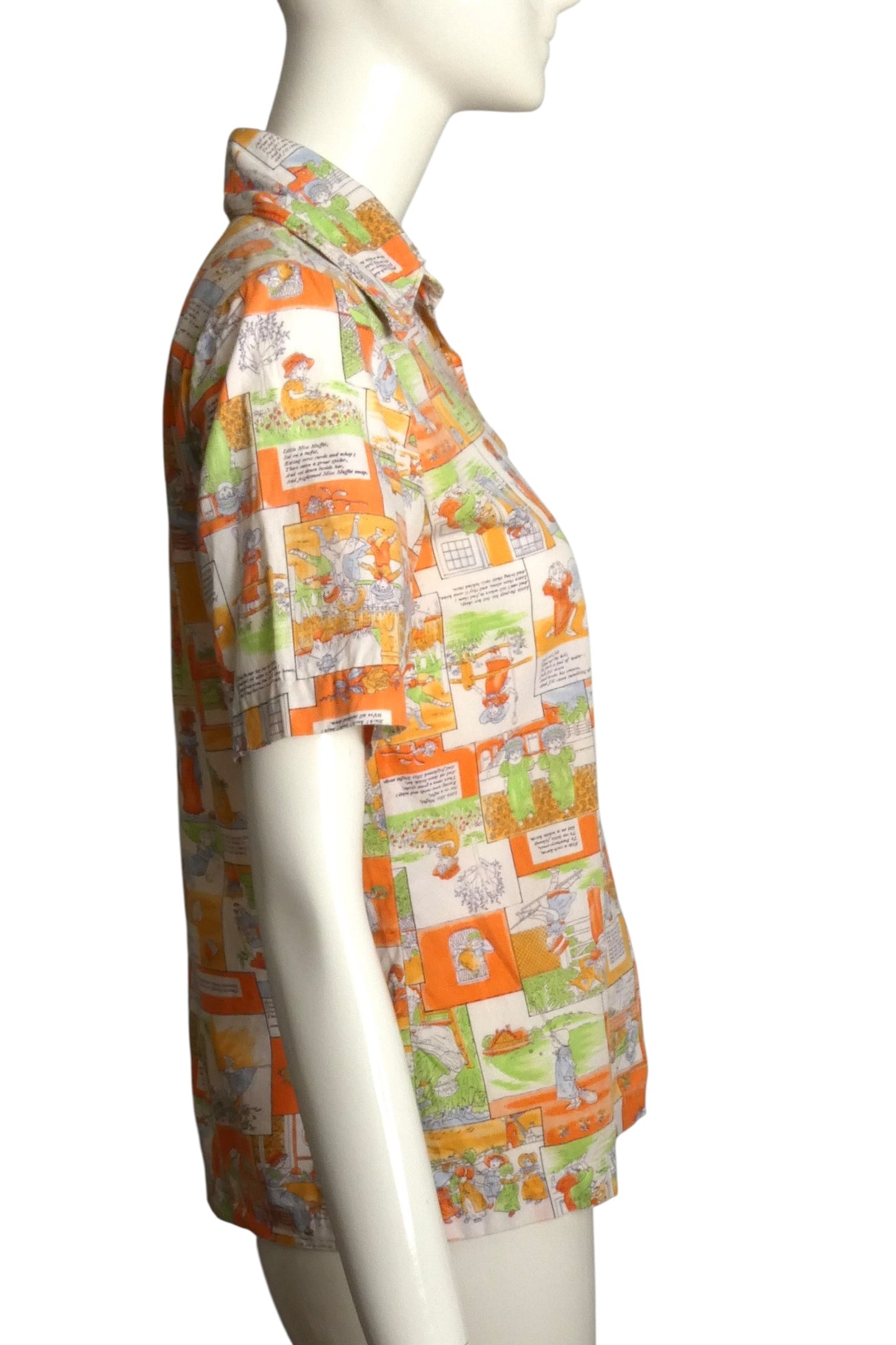 1970s Kate Greenaway Nursery Rhyme Print Blouse, Size-6