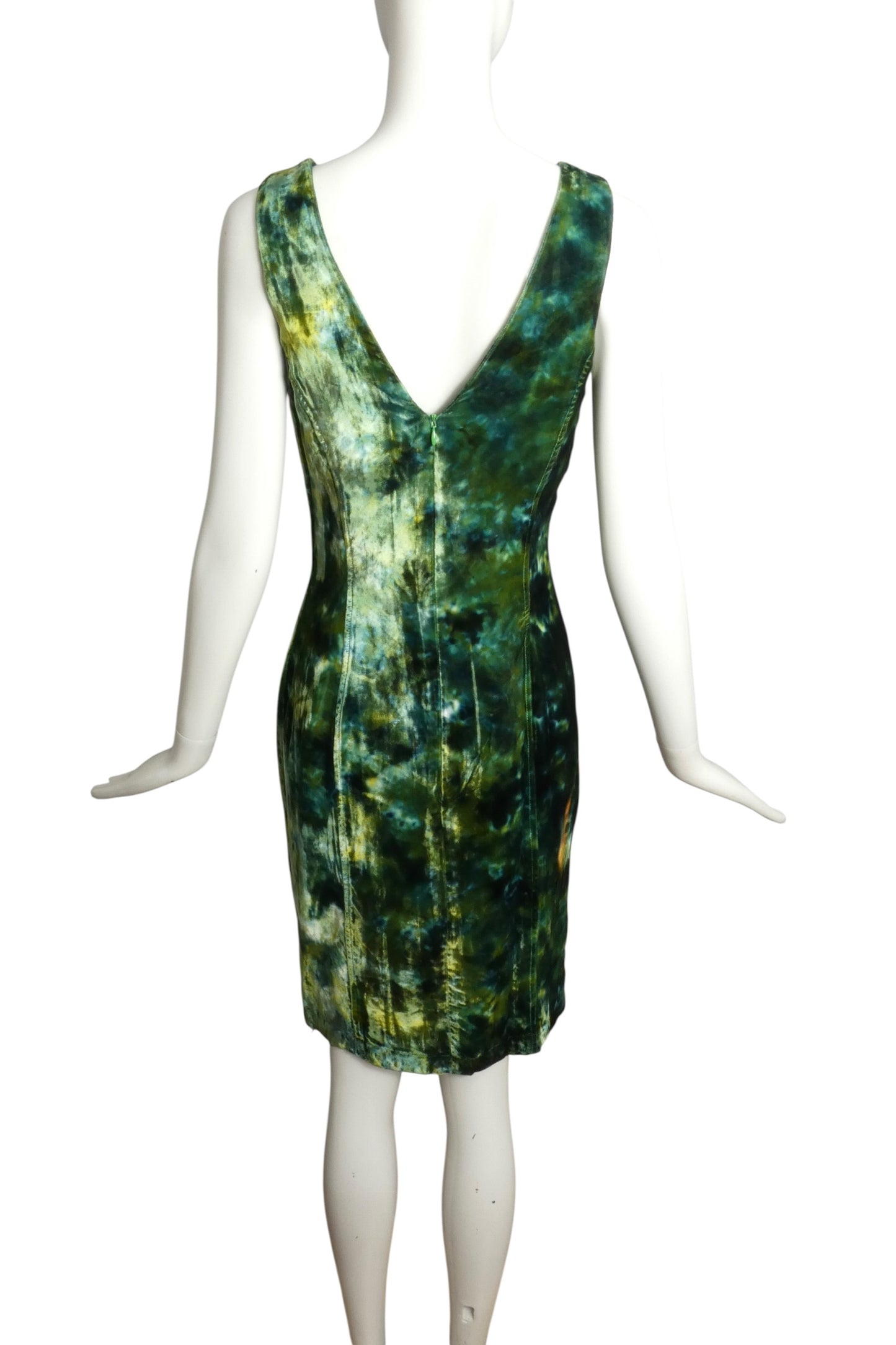 1990s Velvet Tie Dye Dress, Size 2P