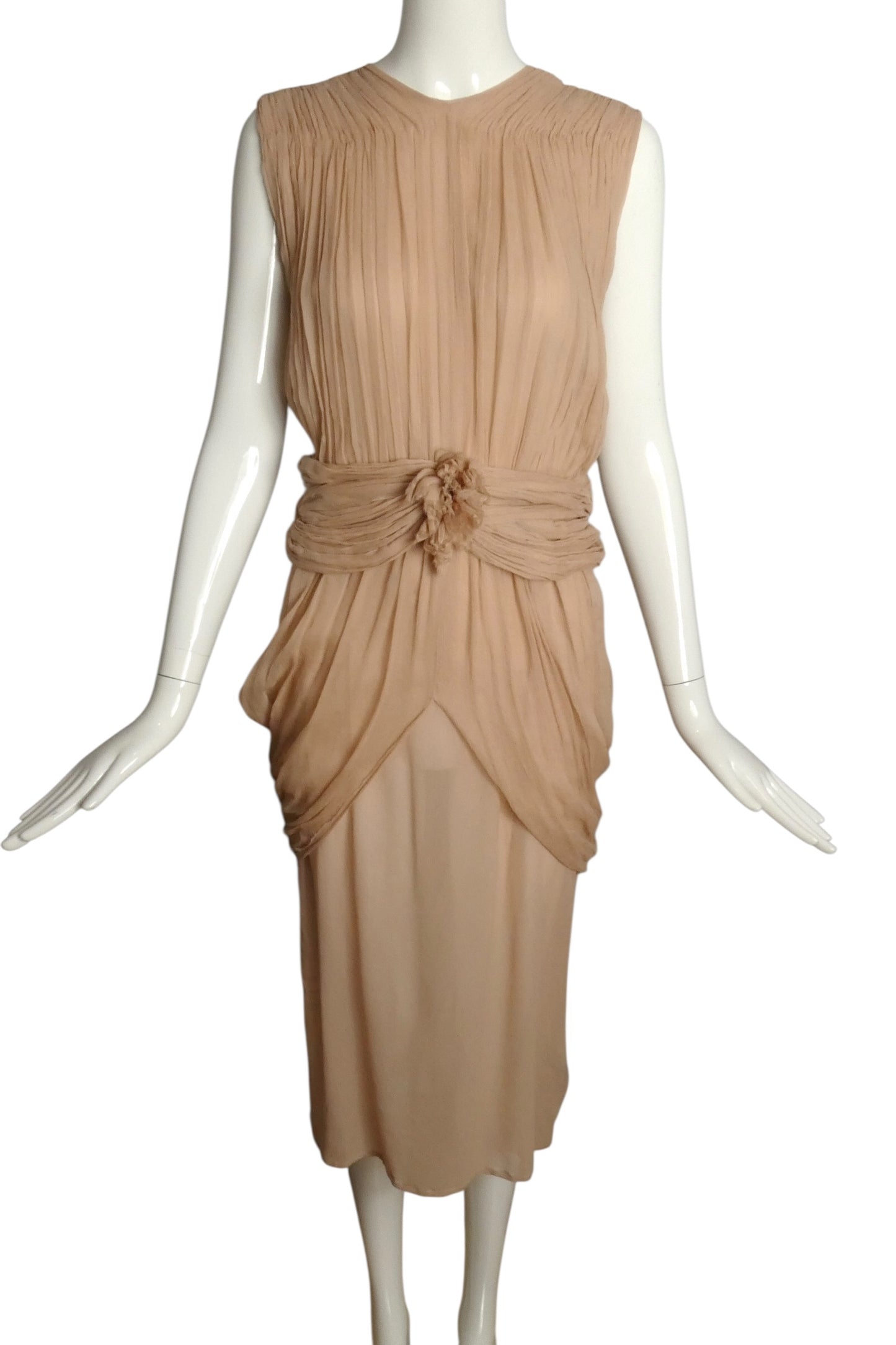 2010s NWT Chiffon Pleated & Draped Dress, Size 6