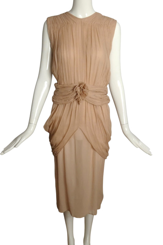 2010s NWT Chiffon Pleated & Draped Dress, Size 6
