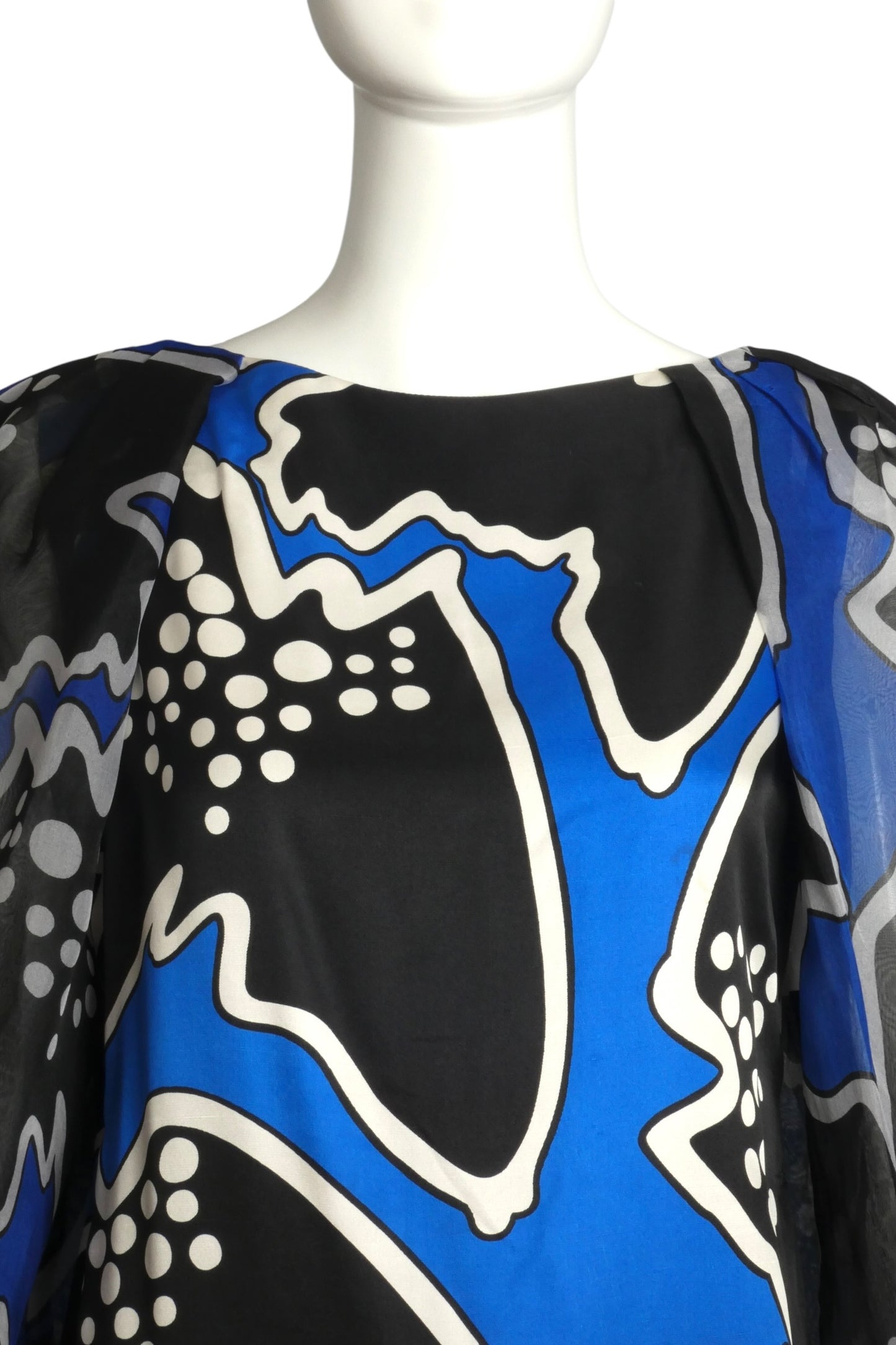 1980s Printed Silk Evening Gown, Size-8