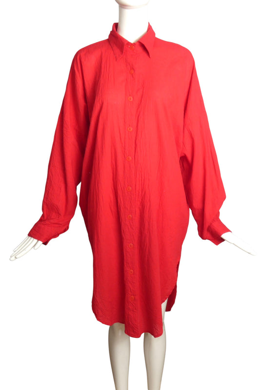1980s Oversized Cotton Shirt Dress, Size-Small