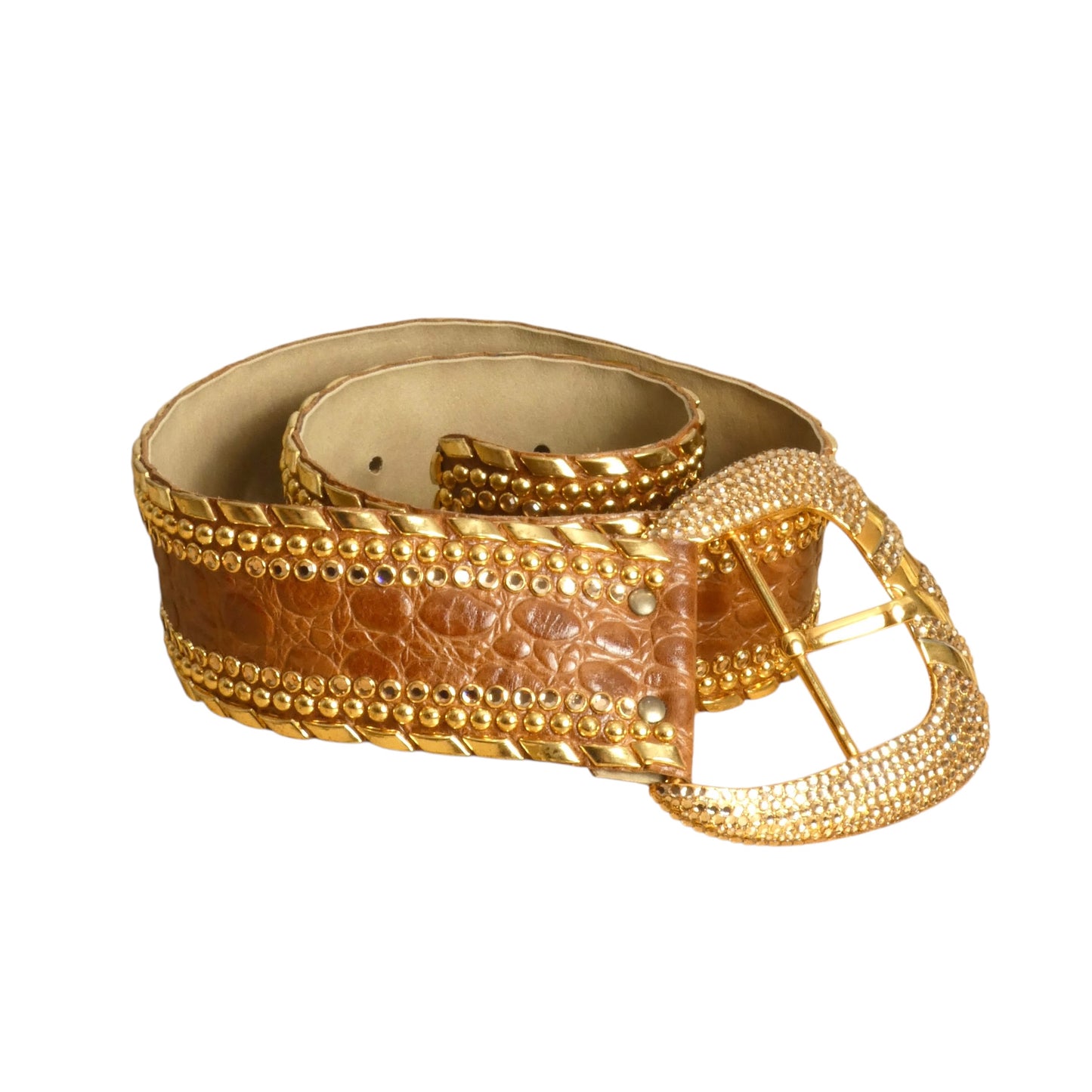 1990s Pressed Leather & Studded Belt