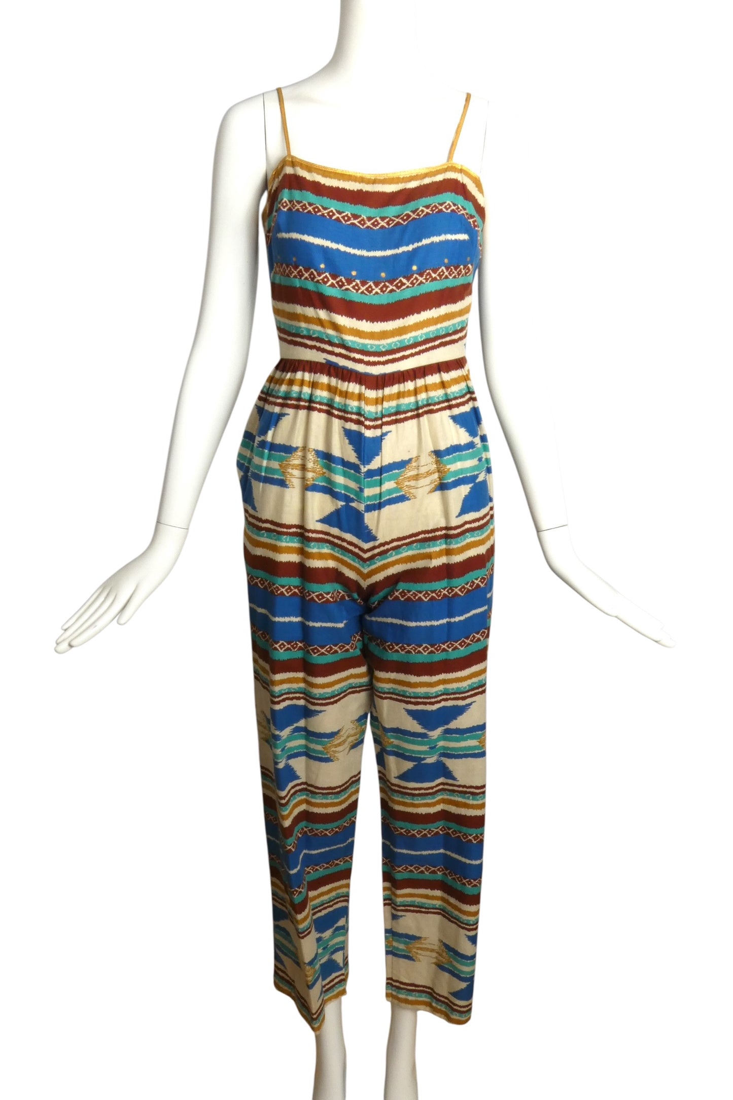 1980s Cotton Print Jumpsuit, Size-2 P
