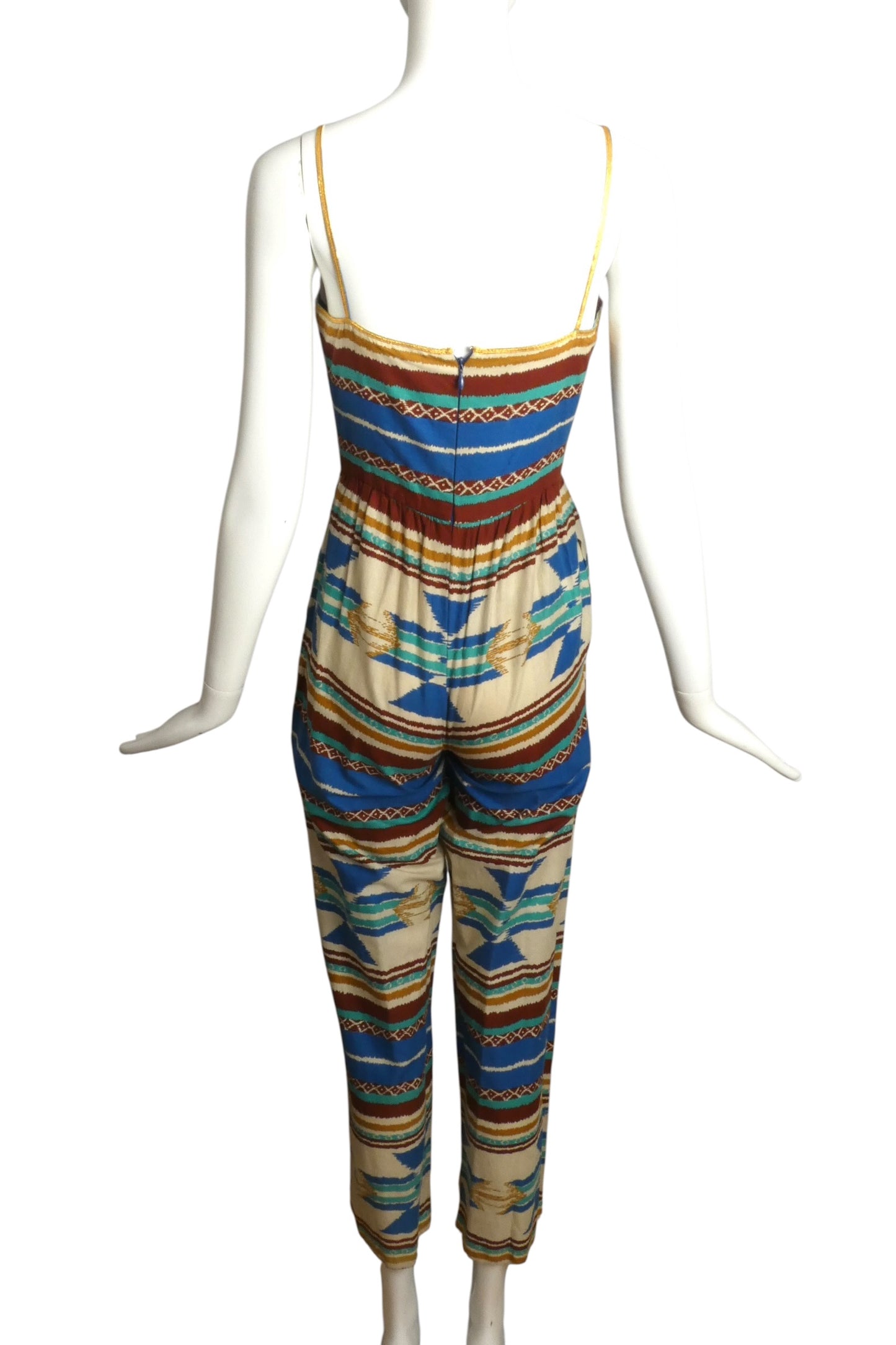 1980s Cotton Print Jumpsuit, Size-2 P