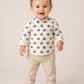 Cotton Crown Print Dress Shirt, Size-9 to 12 Months